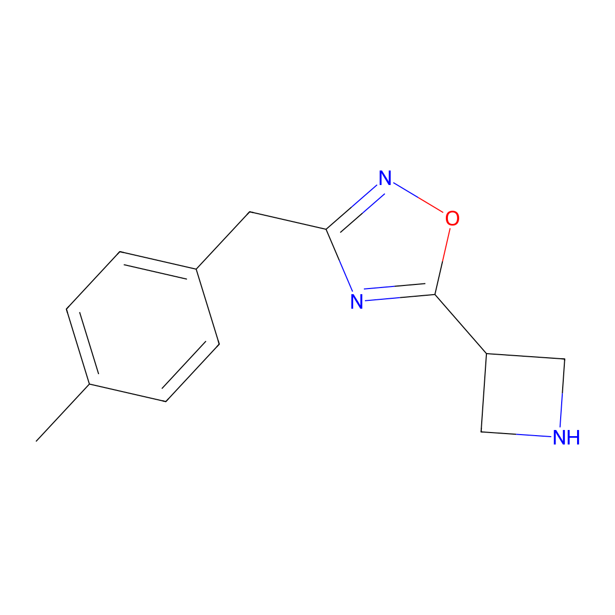 5-(Azetidin-3-yl)-3-[(4-methylphenyl)methyl]-1,2,4-oxadiazole molecular structure, CAS 1248907-92-7
