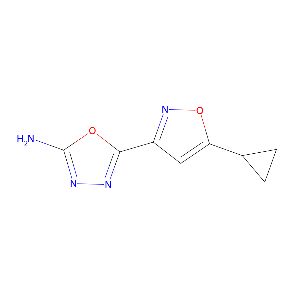5-(5-Cyclopropyl-1,2-oxazol-3-yl)-1,3,4-oxadiazol-2-amine molecular structure, CAS 1248908-01-1
