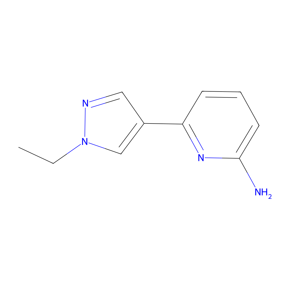6-(1-ethyl-1H-pyrazol-4-yl)pyridin-2-amine molecular structure, CAS 1248910-83-9