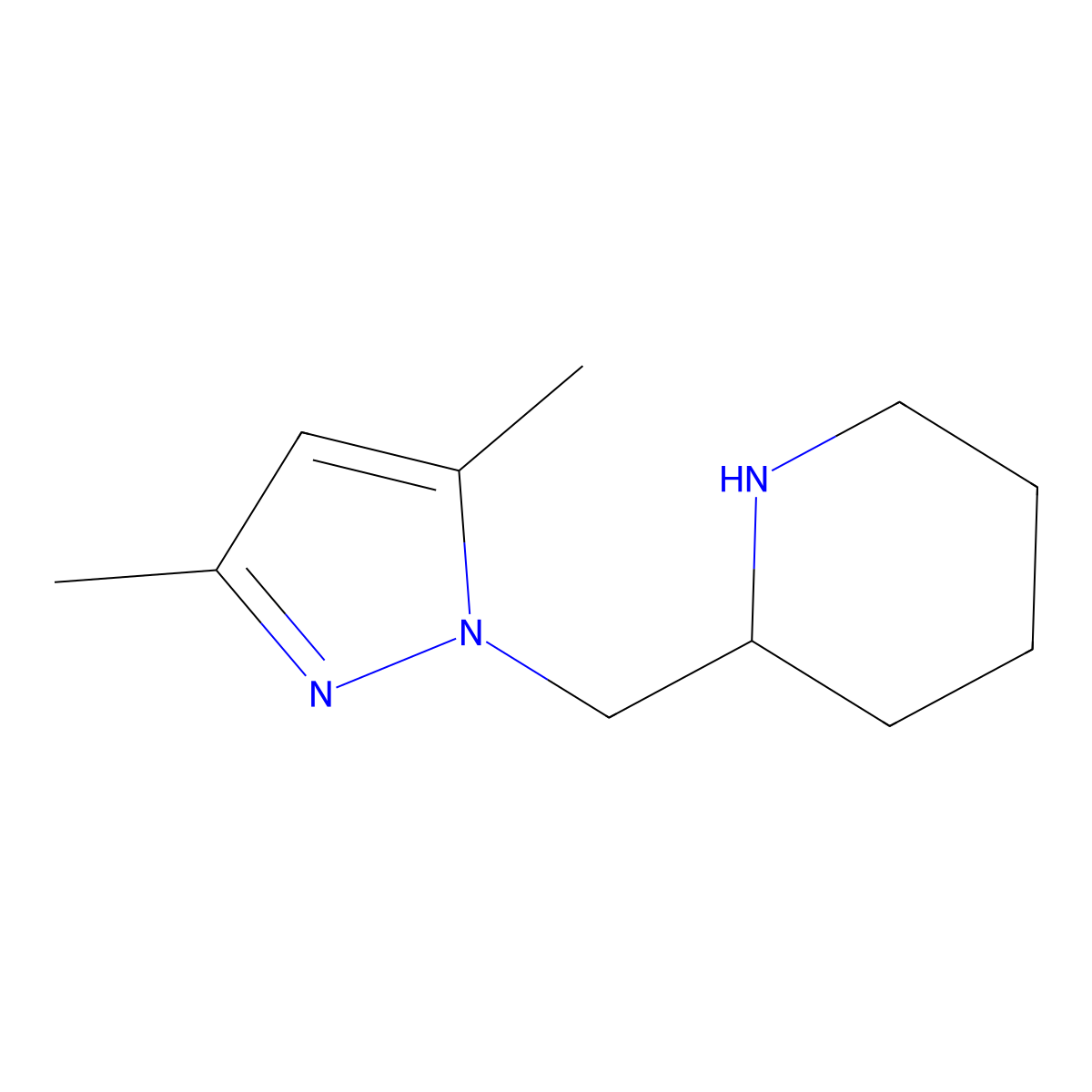 2-[(3,5-dimethyl-1H-pyrazol-1-yl)methyl]piperidine molecular structure, CAS 1248910-92-0