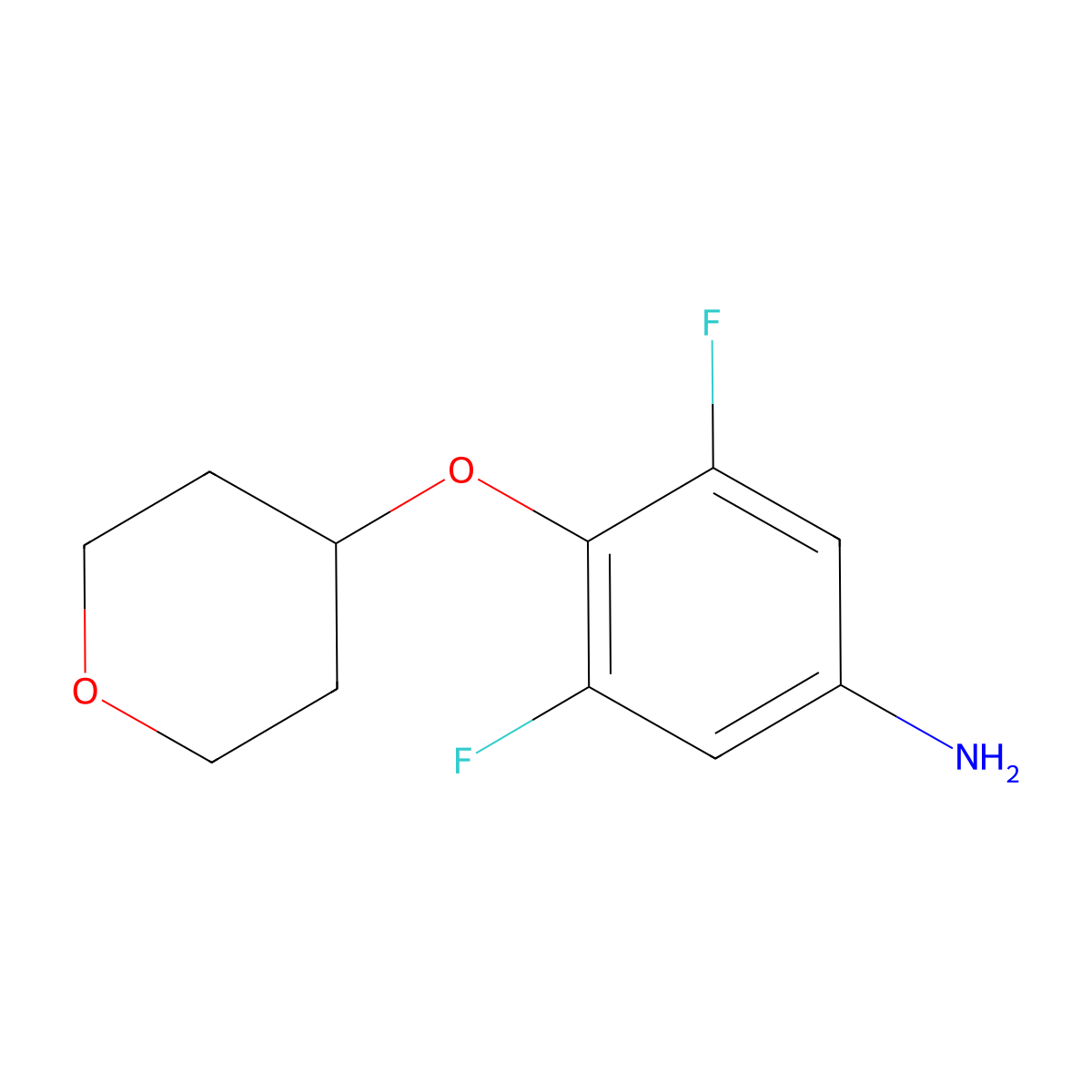 3,5-Difluoro-4-(tetrahydro-2H-pyran-4-yloxy)benzenamine molecular structure, CAS 1248914-51-3