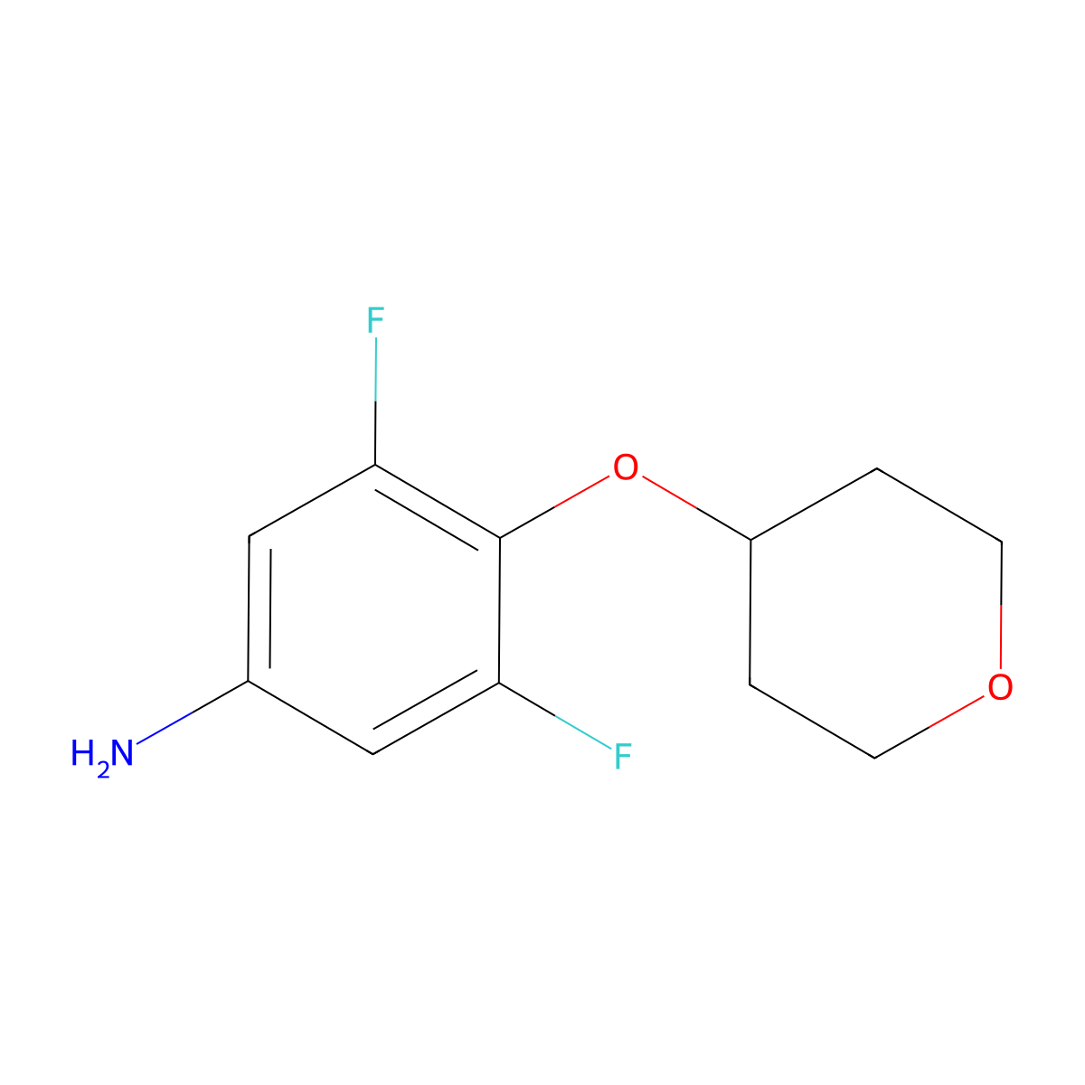 3,5-Difluoro-4-(tetrahydro-2H-pyran-4-yloxy)benzenamine molecular structure, CAS 1248914-51-3