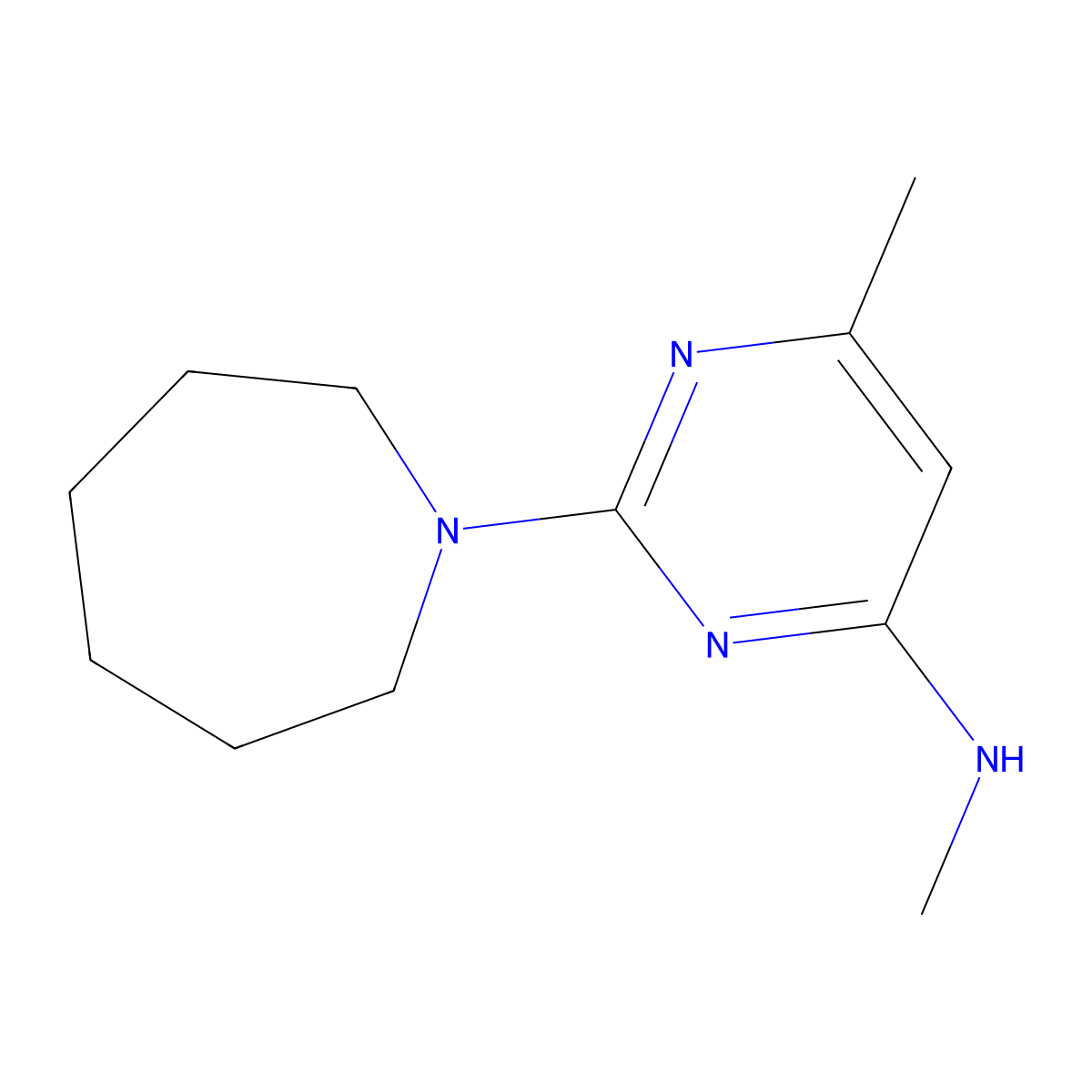 2-(azepan-1-yl)-N,6-dimethylpyrimidin-4-amine molecular structure, CAS 1248919-63-2