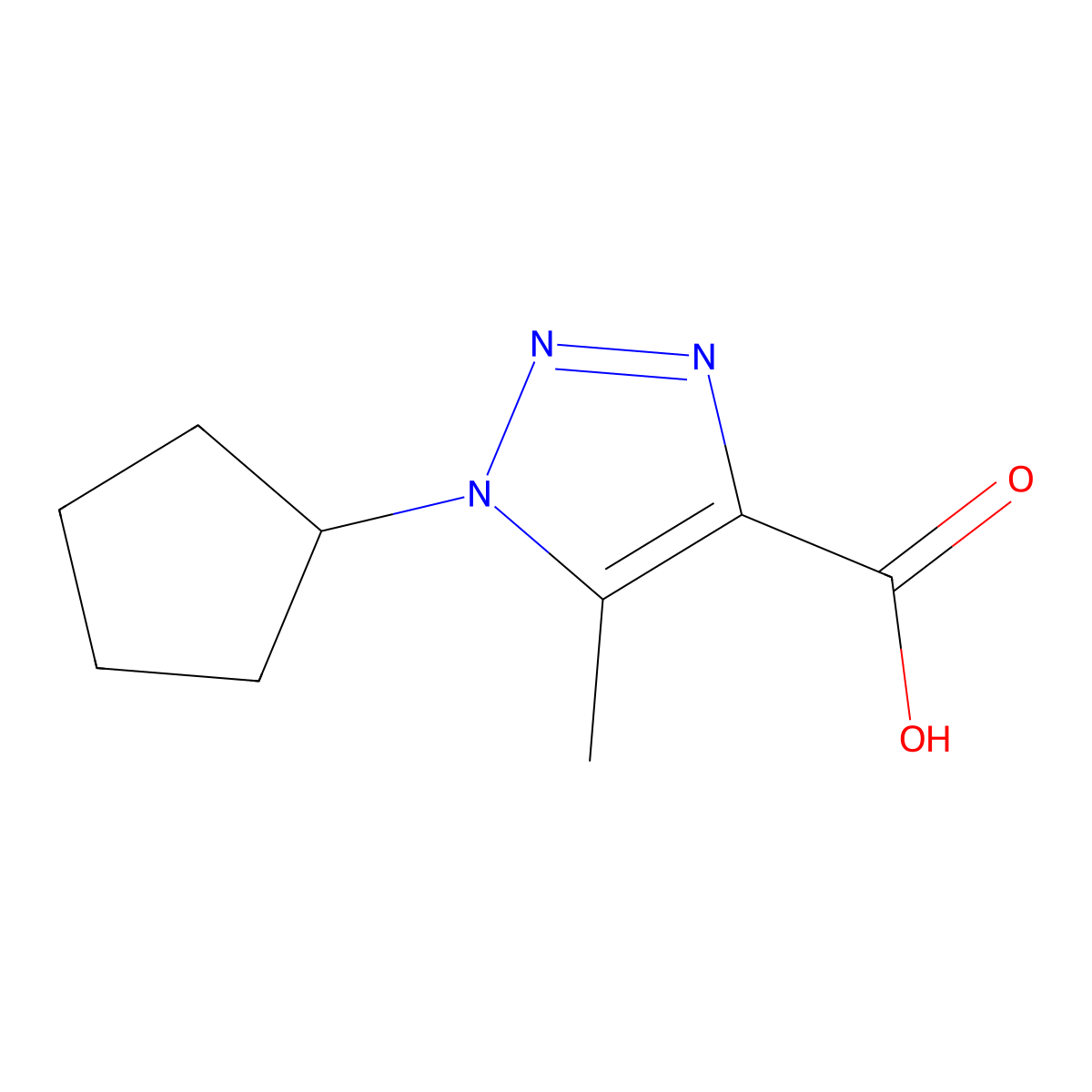 1-cyclopentyl-5-methyl-1H-1,2,3-triazole-4-carboxylic acid molecular structure, CAS 1248920-22-0
