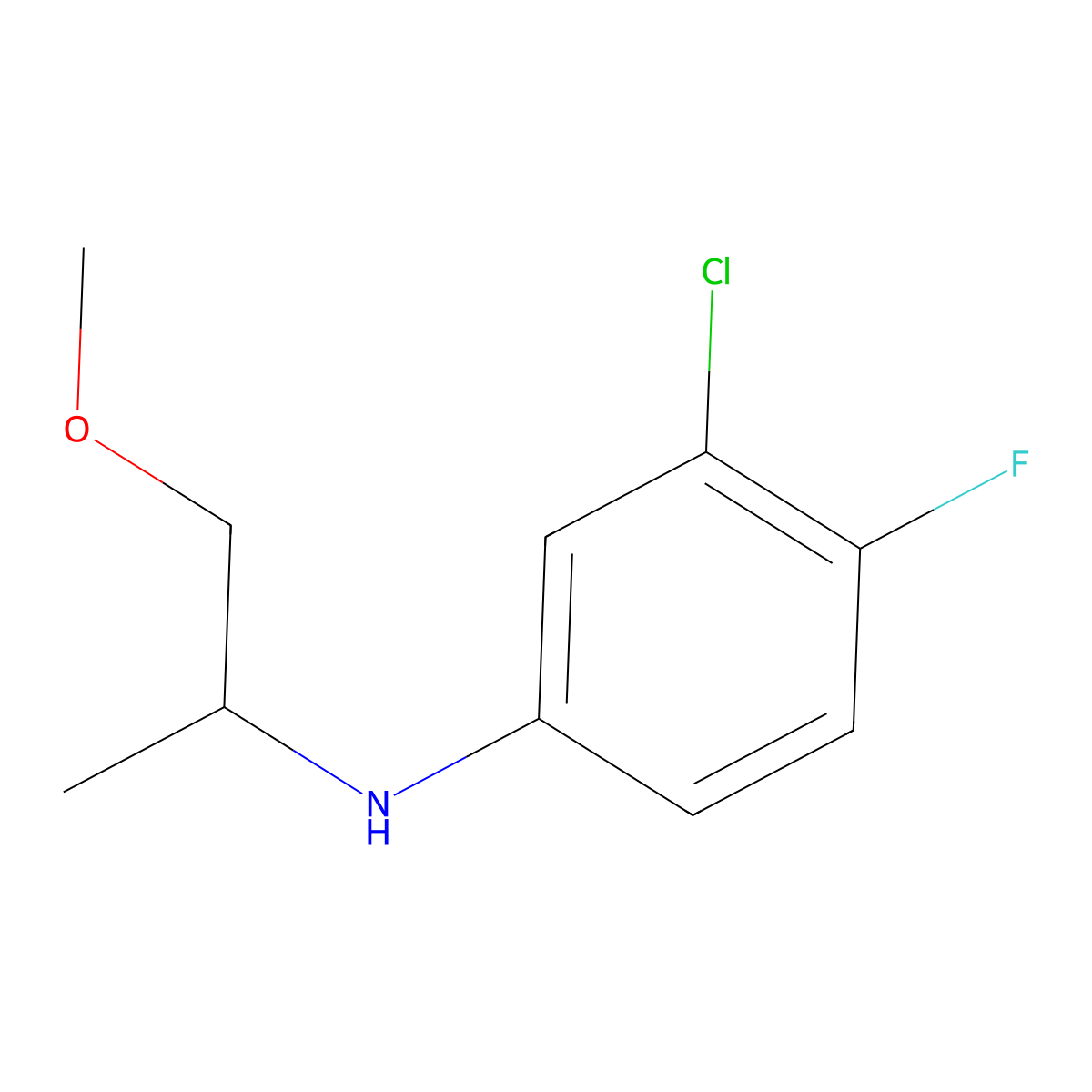 3-chloro-4-fluoro-N-(1-methoxypropan-2-yl)aniline molecular structure, CAS 1248920-94-6