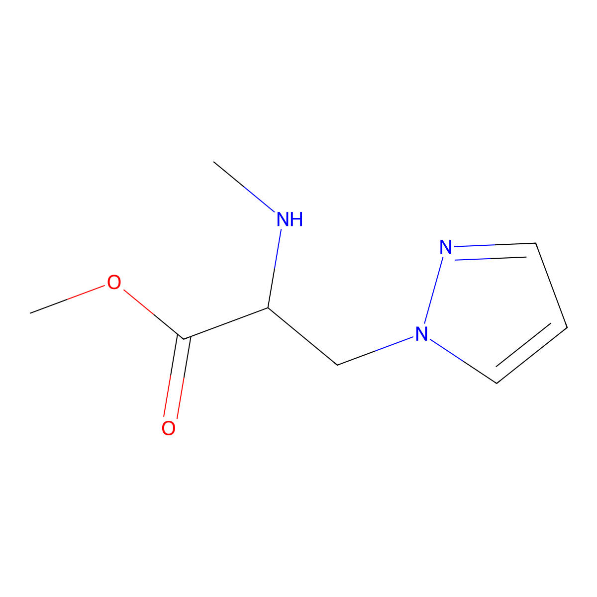 Methyl 2-(methylamino)-3-(1h-pyrazol-1-yl)propanoate molecular structure, CAS 1248922-48-6