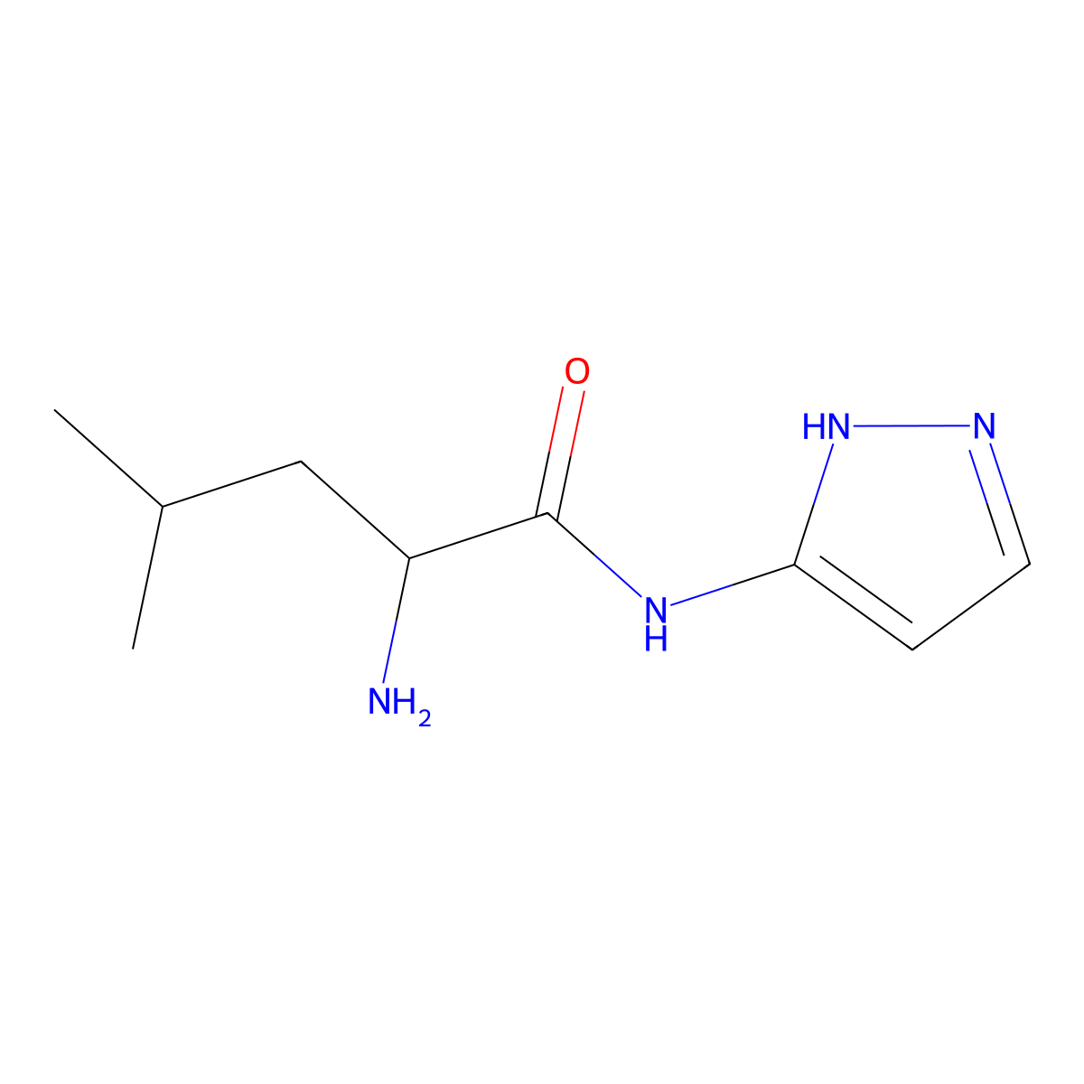 2-amino-4-methyl-N-(1H-pyrazol-3-yl)pentanamide molecular structure, CAS 1248923-26-3