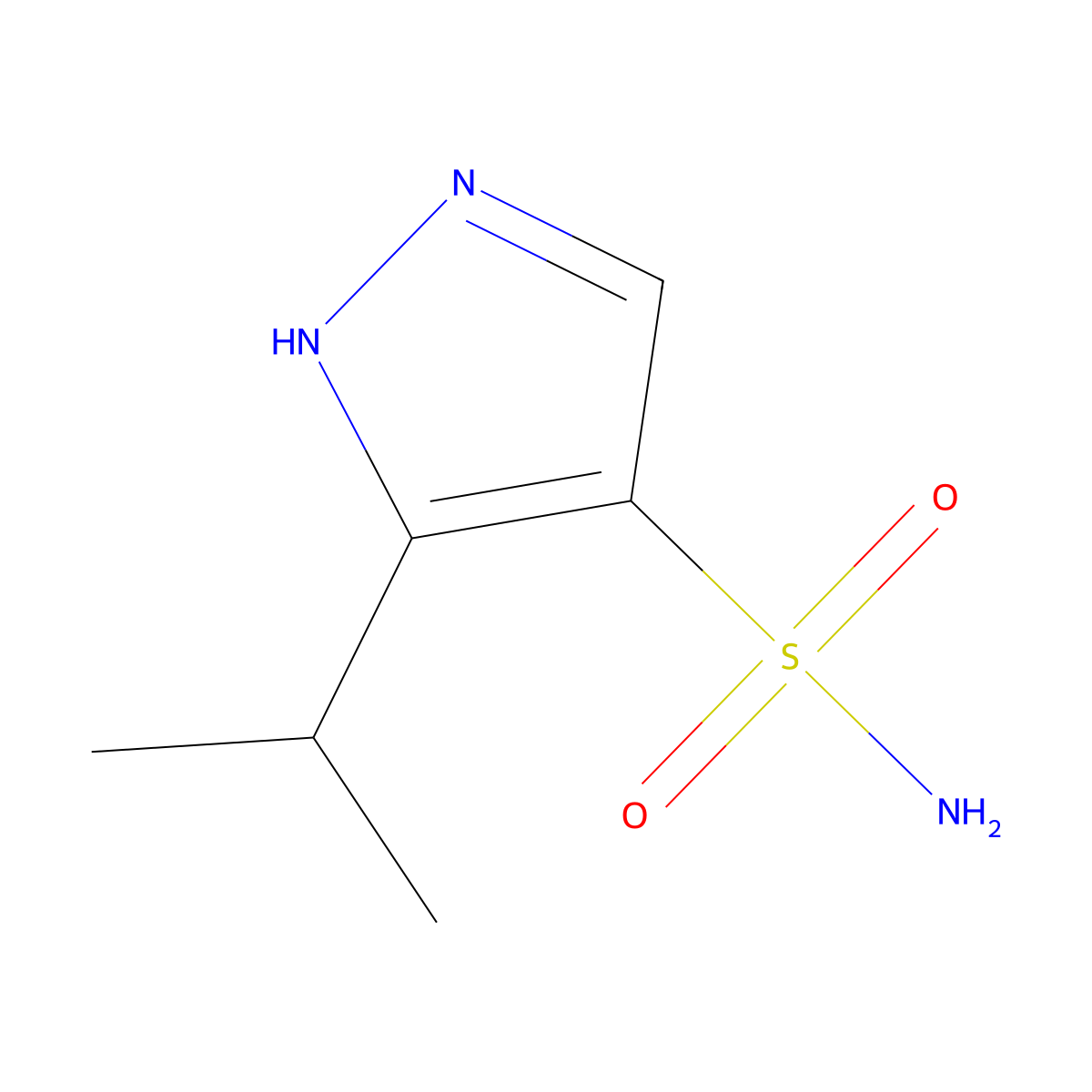 3-(propan-2-yl)-1H-pyrazole-4-sulfonamide molecular structure, CAS 1248925-97-4