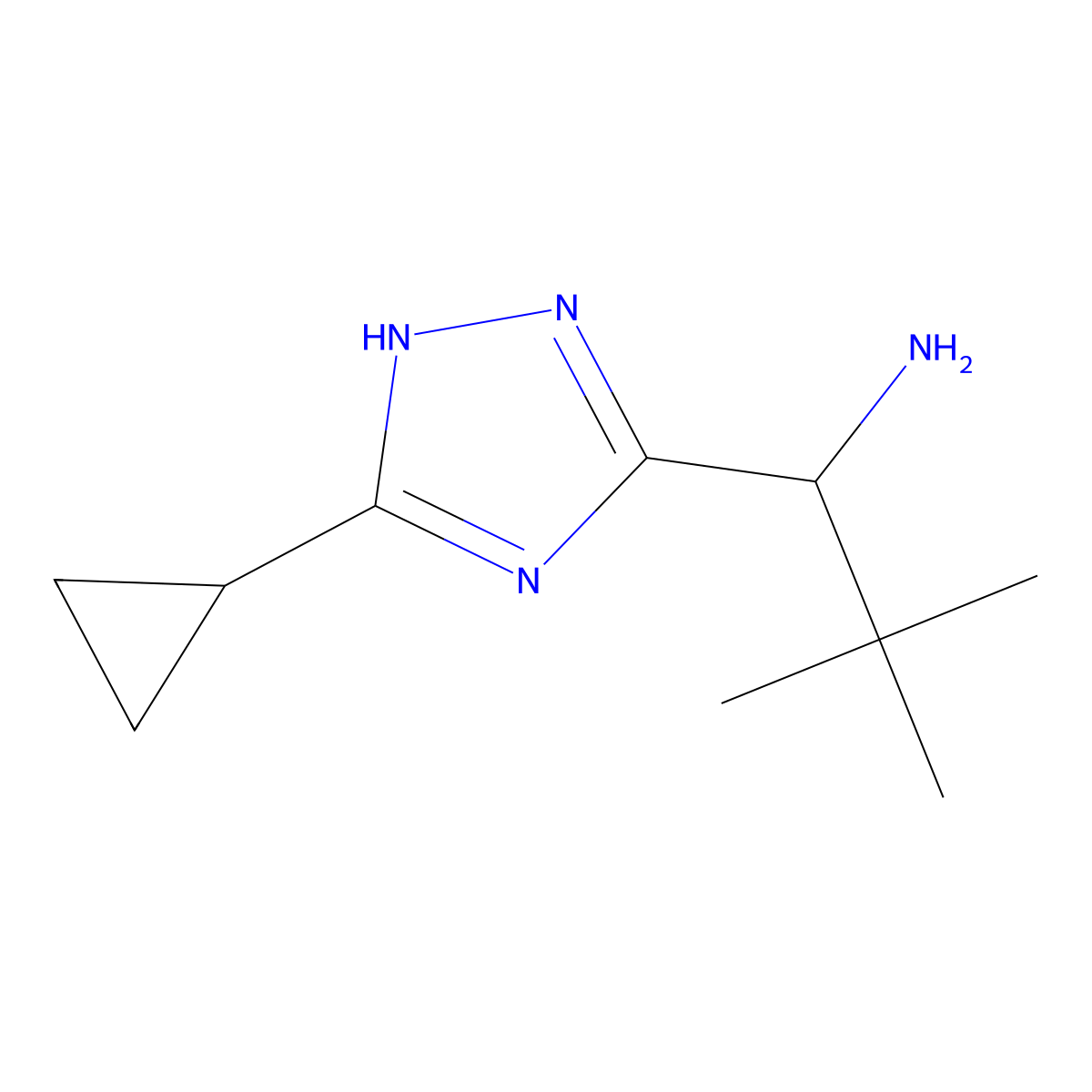 1-(5-cyclopropyl-1H-1,2,4-triazol-3-yl)-2,2-dimethylpropan-1-amine molecular structure, CAS 1248928-95-1