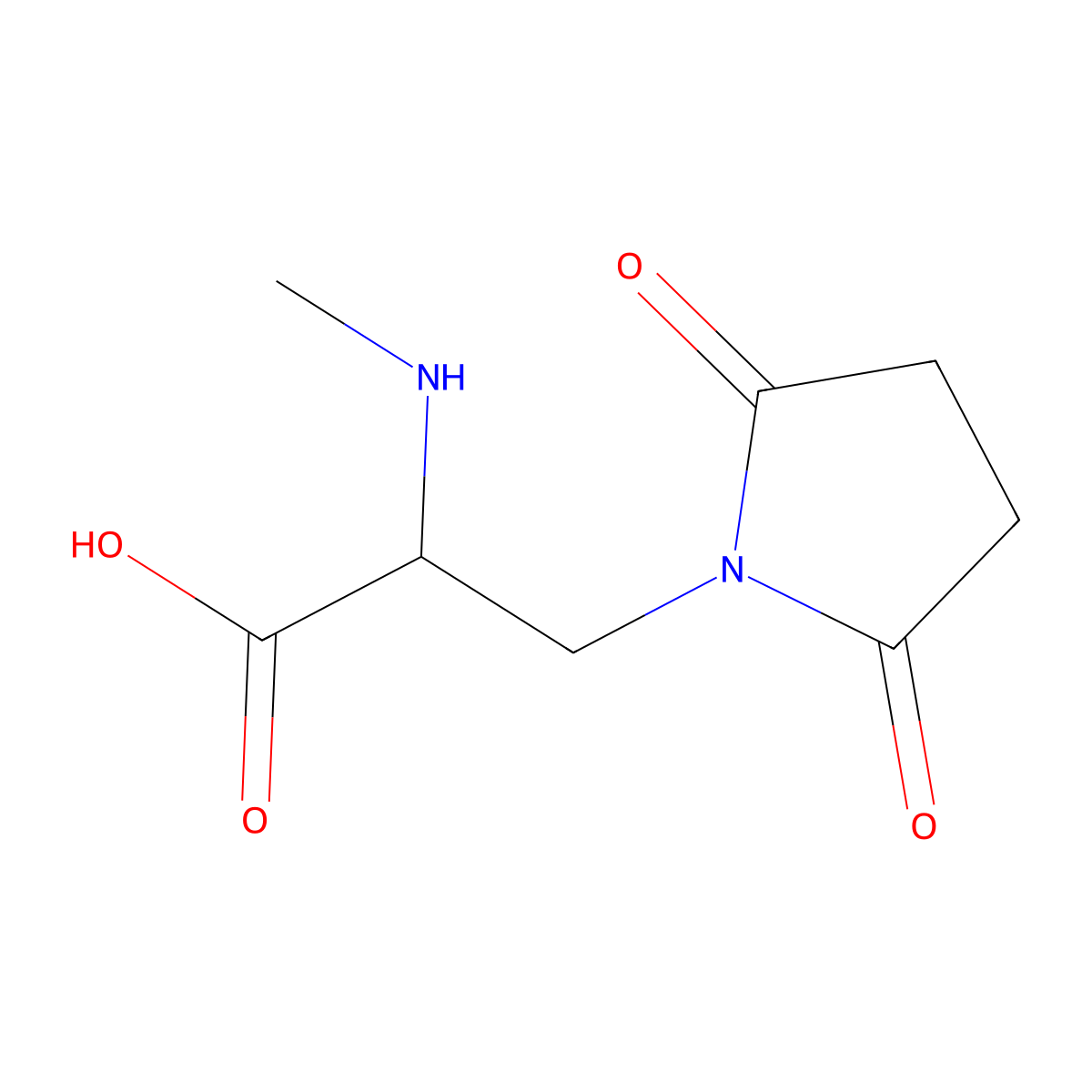 3-(2,5-Dioxopyrrolidin-1-yl)-2-(methylamino)propanoic acid molecular structure, CAS 1248931-47-6