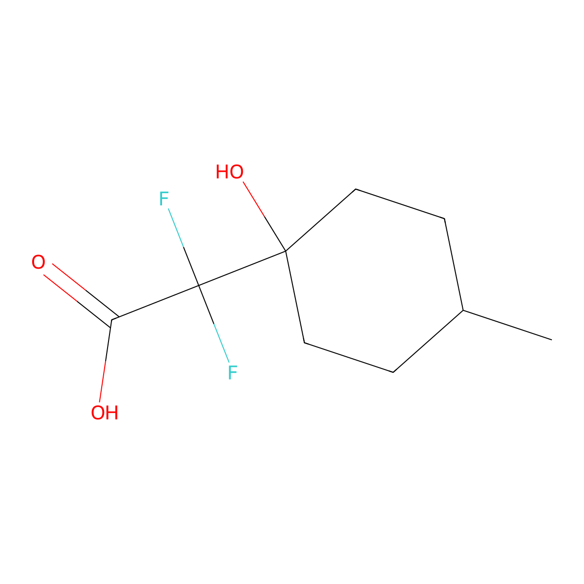2,2-Difluoro-2-(1-hydroxy-4-methylcyclohexyl)acetic acid molecular structure, CAS 1248938-79-5