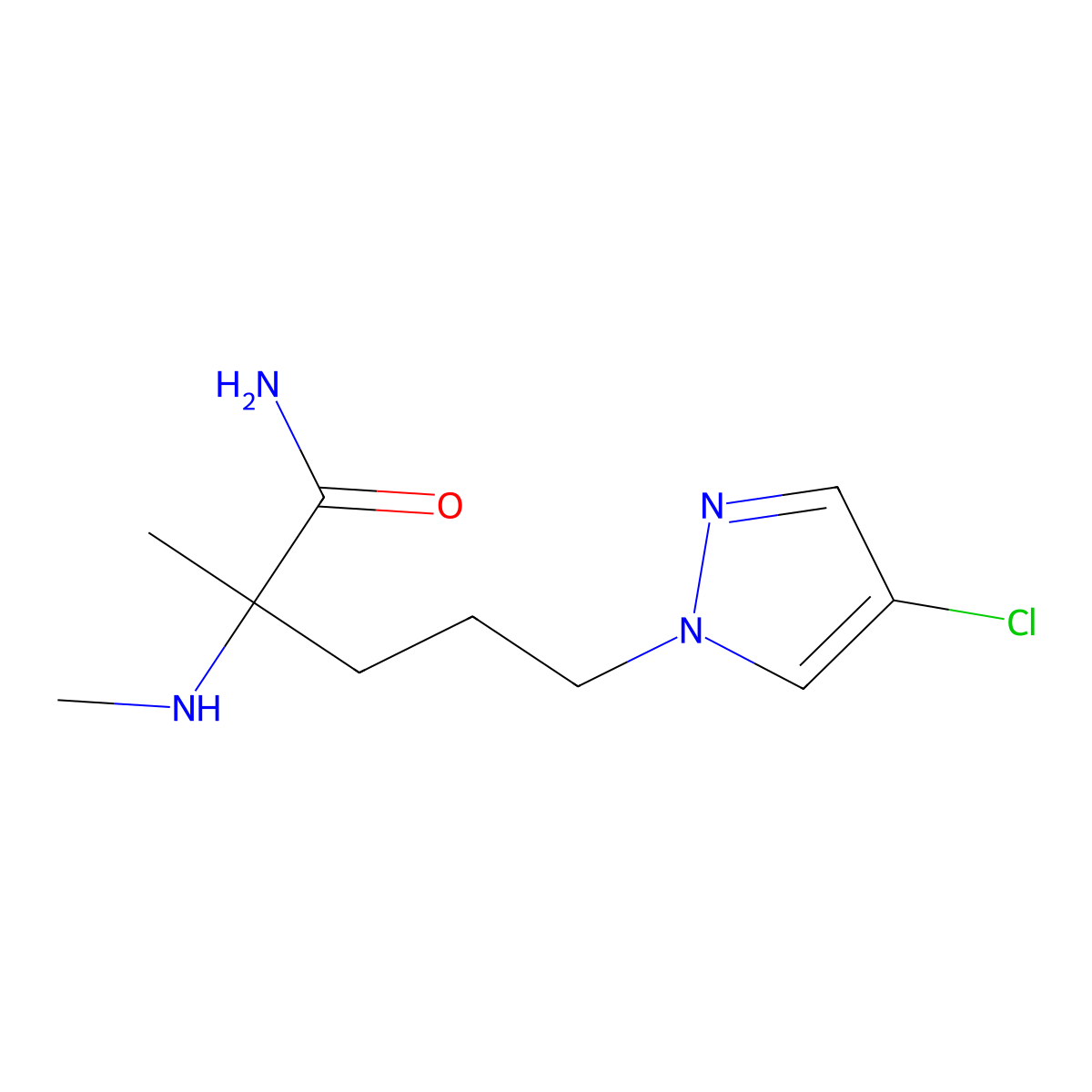 5-(4-Chloro-1h-pyrazol-1-yl)-2-methyl-2-(methylamino)pentanamide molecular structure, CAS 1248939-50-5