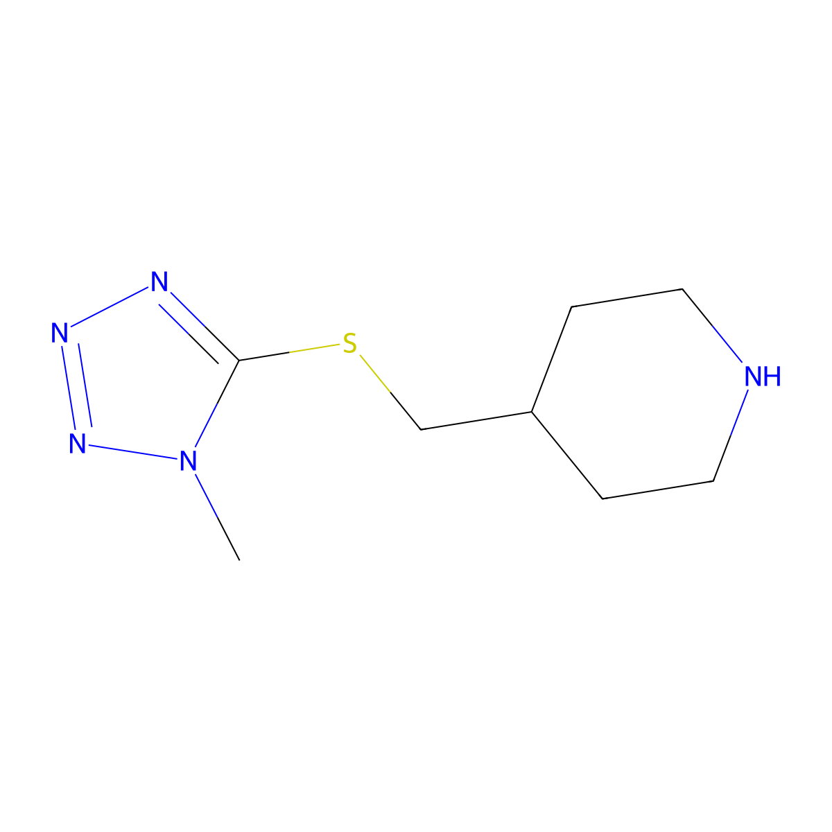 4-{[(1-methyl-1H-1,2,3,4-tetrazol-5-yl)sulfanyl]methyl}piperidine molecular structure, CAS 1248942-90-6