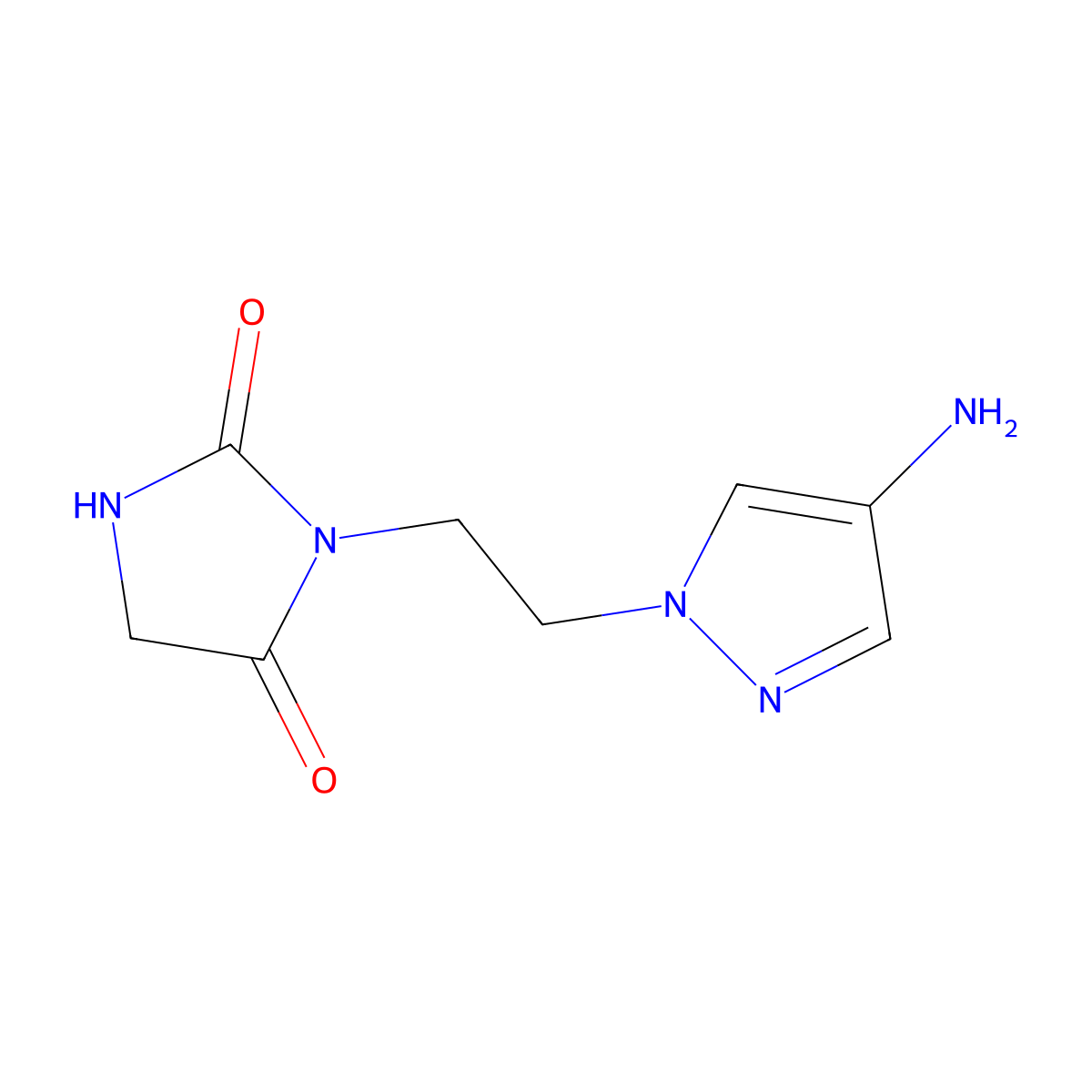 3-(2-(4-Amino-1h-pyrazol-1-yl)ethyl)imidazolidine-2,4-dione molecular structure, CAS 1248951-27-0