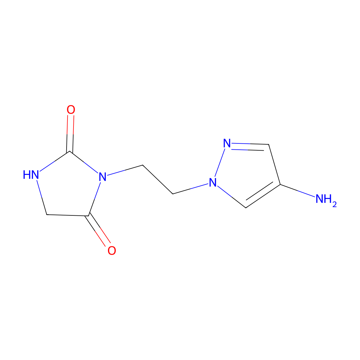 3-(2-(4-Amino-1h-pyrazol-1-yl)ethyl)imidazolidine-2,4-dione molecular structure, CAS 1248951-27-0