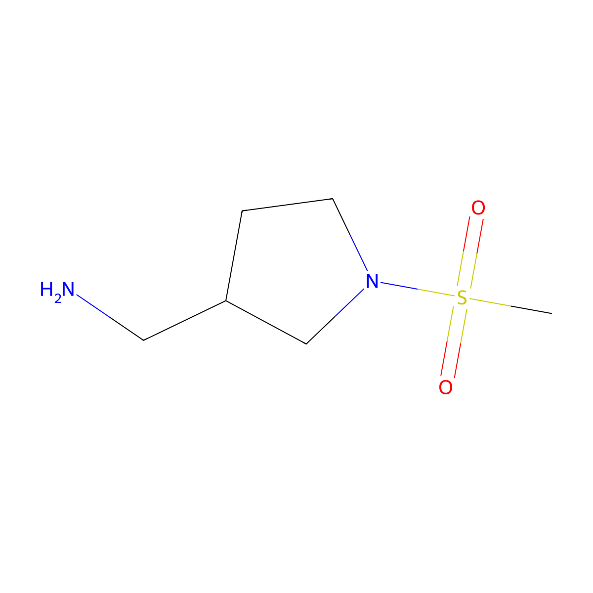 (1-(Methylsulfonyl)pyrrolidin-3-yl)methanamine molecular structure, CAS 1248952-09-1