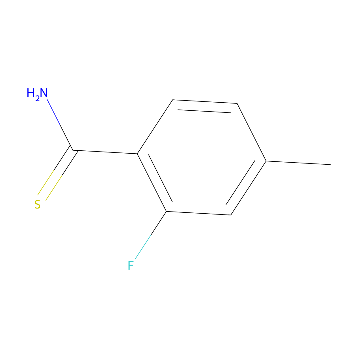 2-Fluoro-4-methylbenzene-1-carbothioamide molecular structure, CAS 1248952-37-5