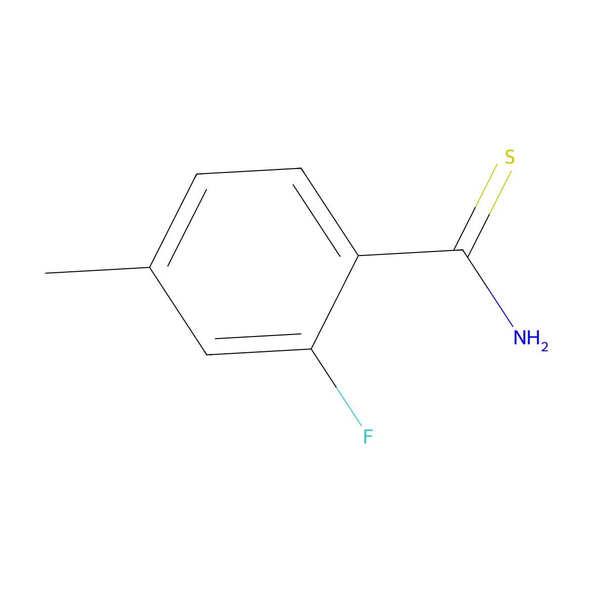 2-Fluoro-4-methylbenzene-1-carbothioamide molecular structure, CAS 1248952-37-5