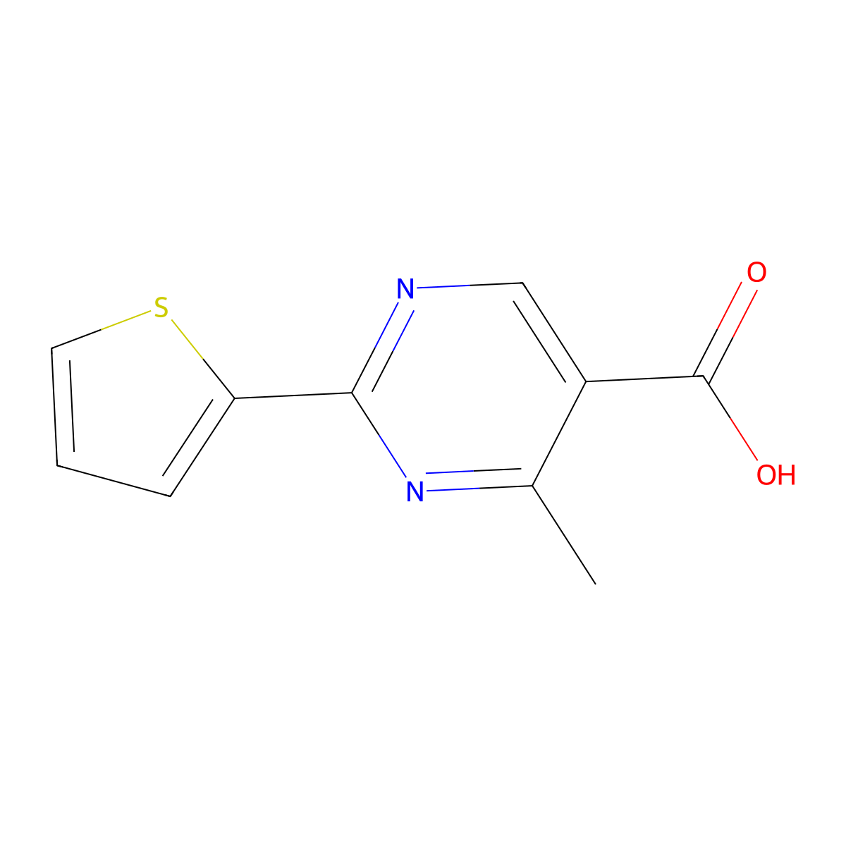 4-Methyl-2-(thiophen-2-yl)pyrimidine-5-carboxylic acid molecular structure, CAS 1248952-51-3