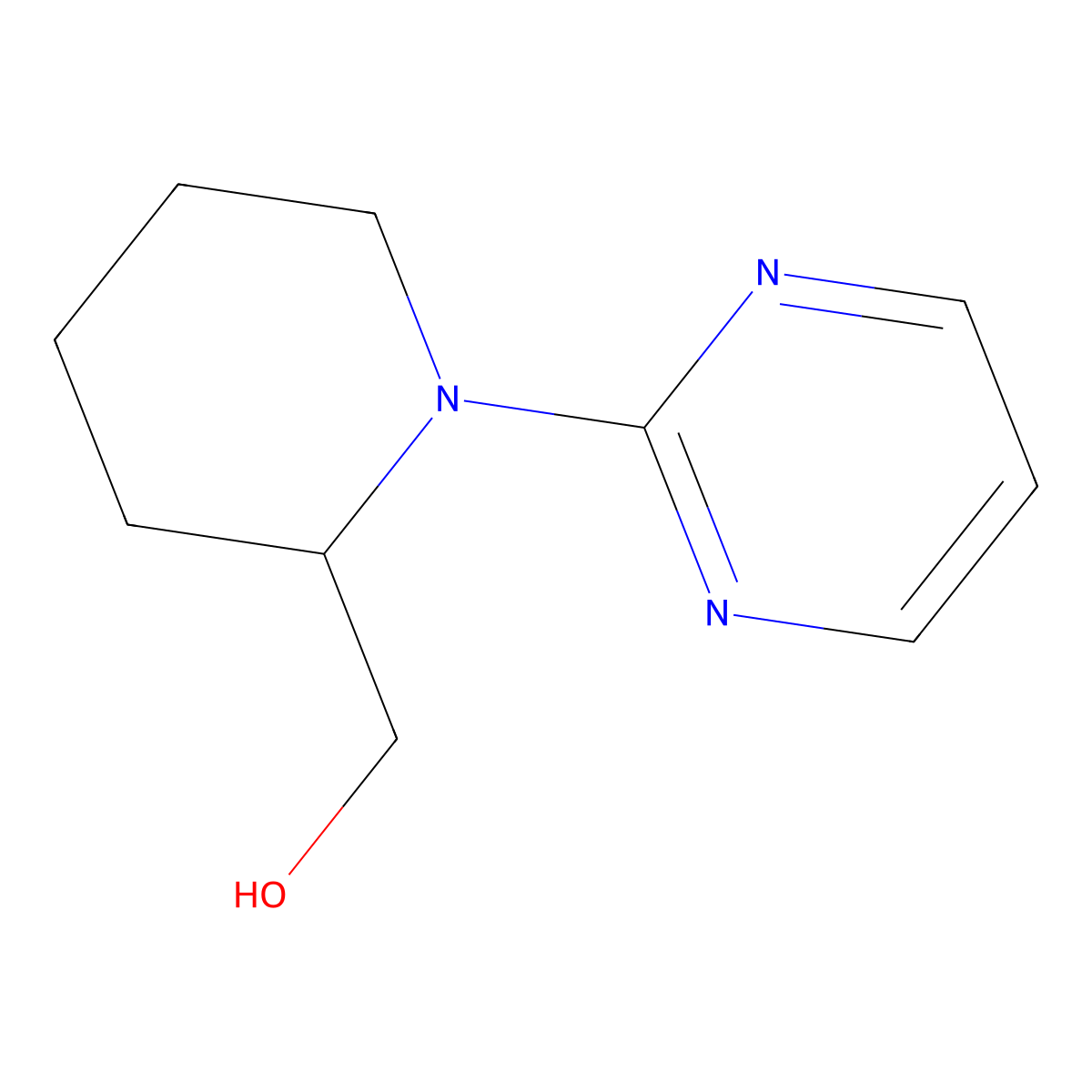 (1-(Pyrimidin-2-yl)piperidin-2-yl)methanol molecular structure, CAS 1248954-85-9
