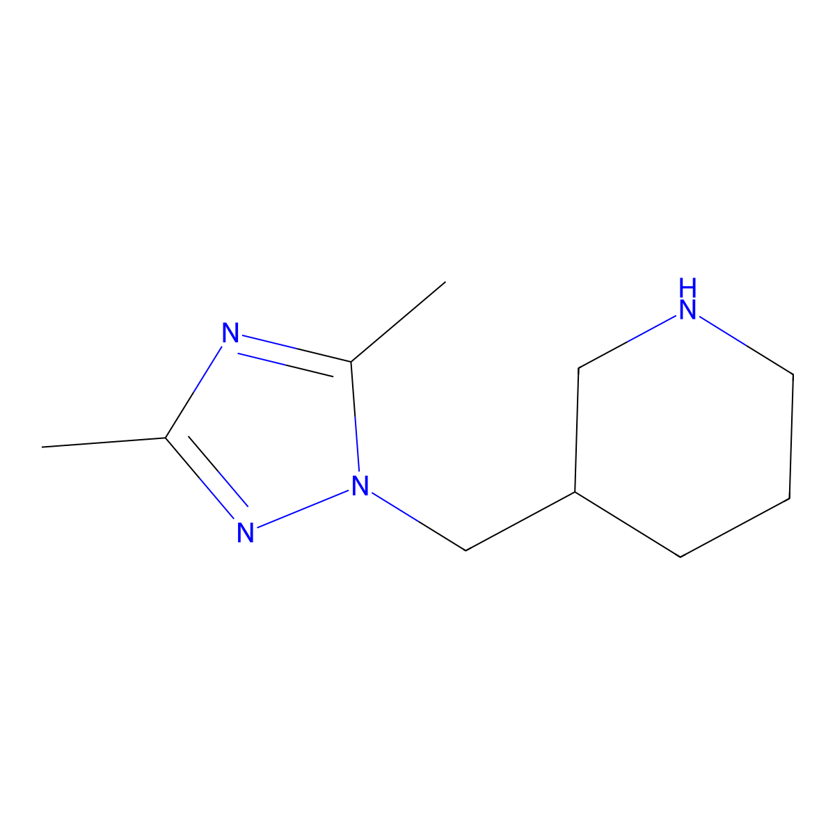 3-((dimethyl-1H-1,2,4-triazol-1-yl)methyl)piperidine molecular structure, CAS 1248960-54-4