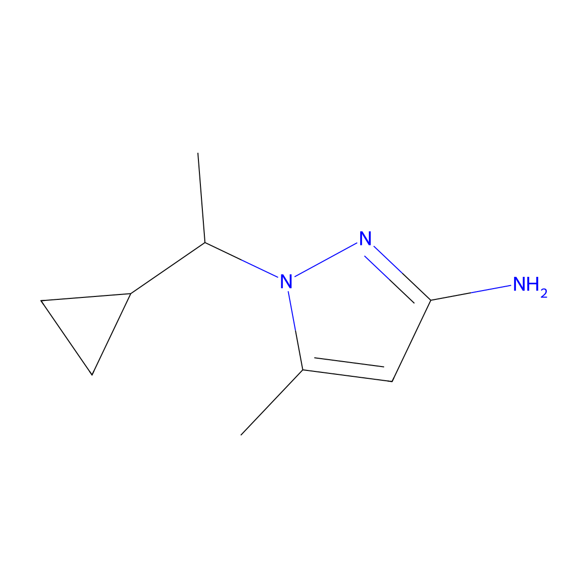 1-(1-cyclopropylethyl)-5-methyl-1H-pyrazol-3-amine molecular structure, CAS 1248970-88-8