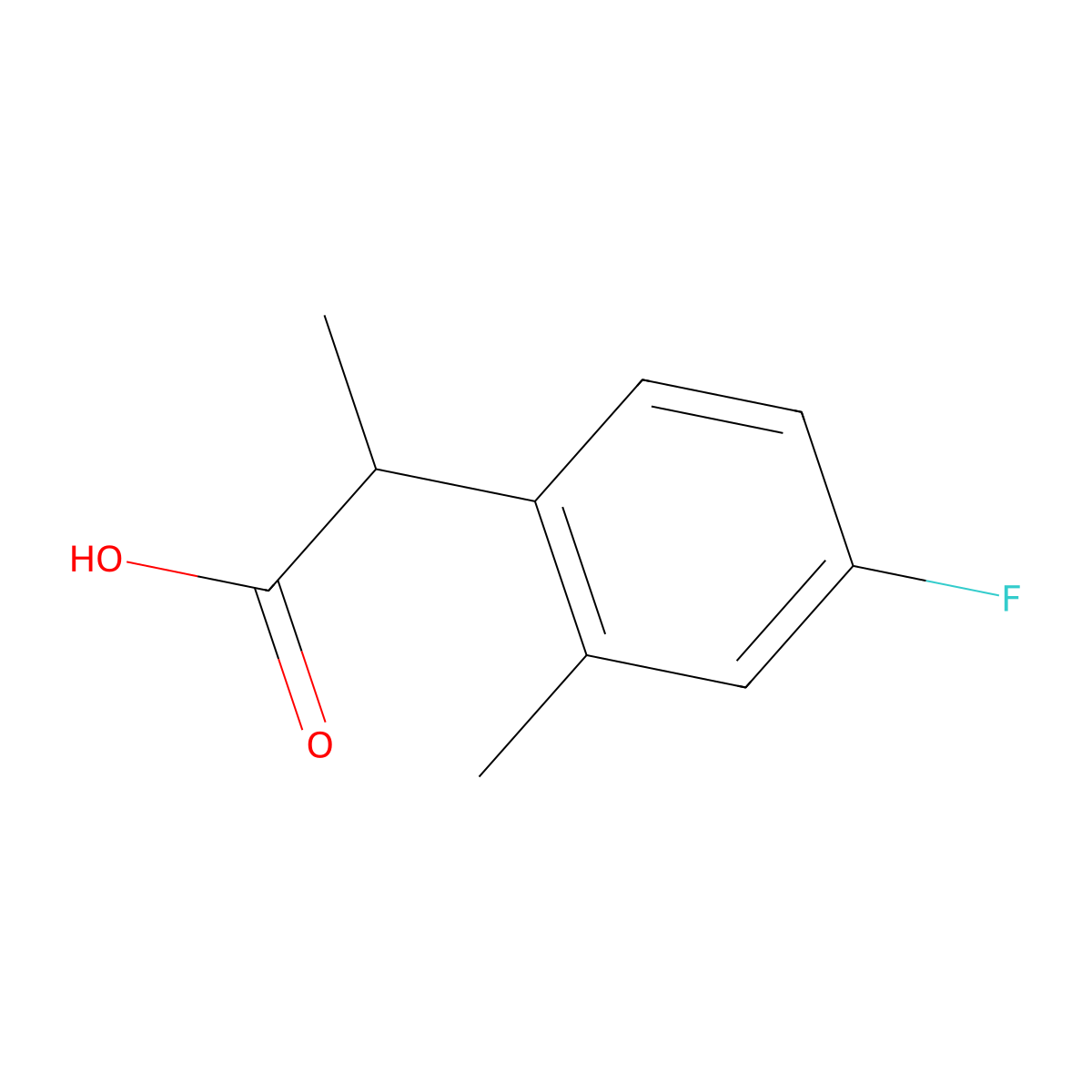 2-(4-Fluoro-2-methylphenyl)propanoic acid molecular structure, CAS 1248972-16-8
