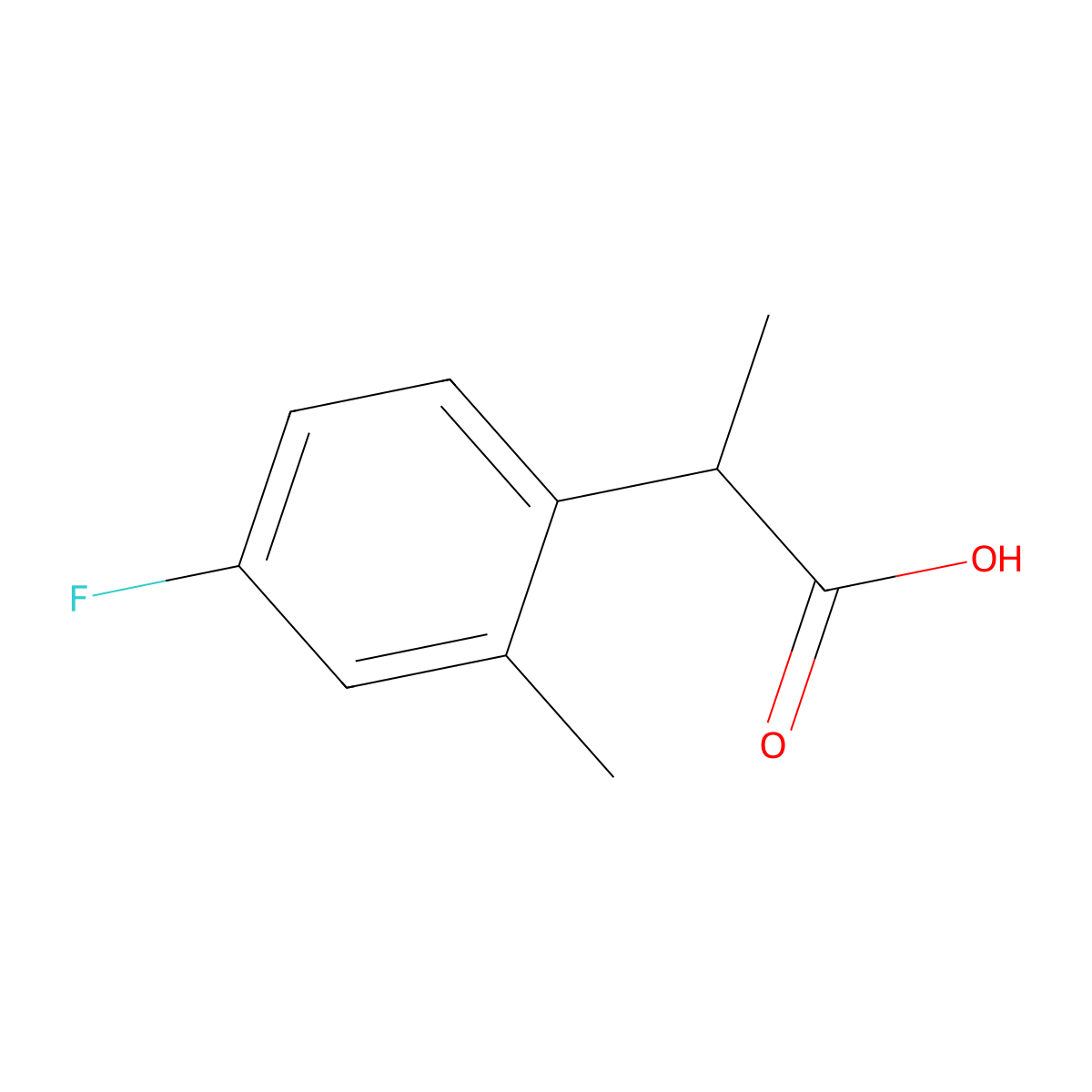 2-(4-Fluoro-2-methylphenyl)propanoic acid molecular structure, CAS 1248972-16-8