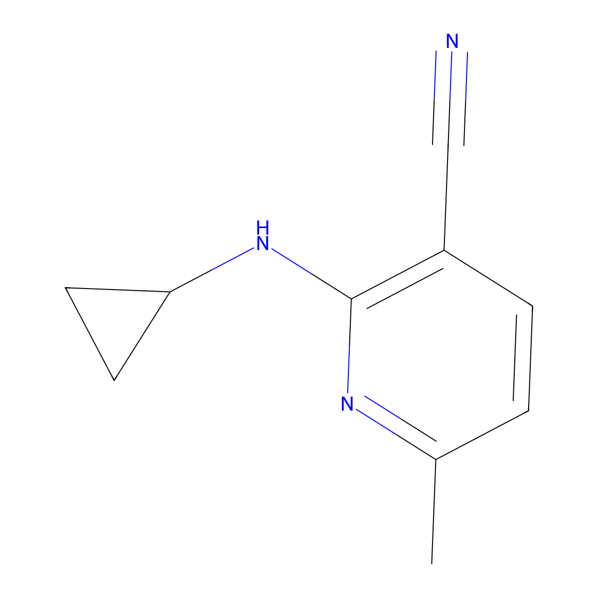 2-(Cyclopropylamino)-6-methylpyridine-3-carbonitrile molecular structure, CAS 1248978-73-5