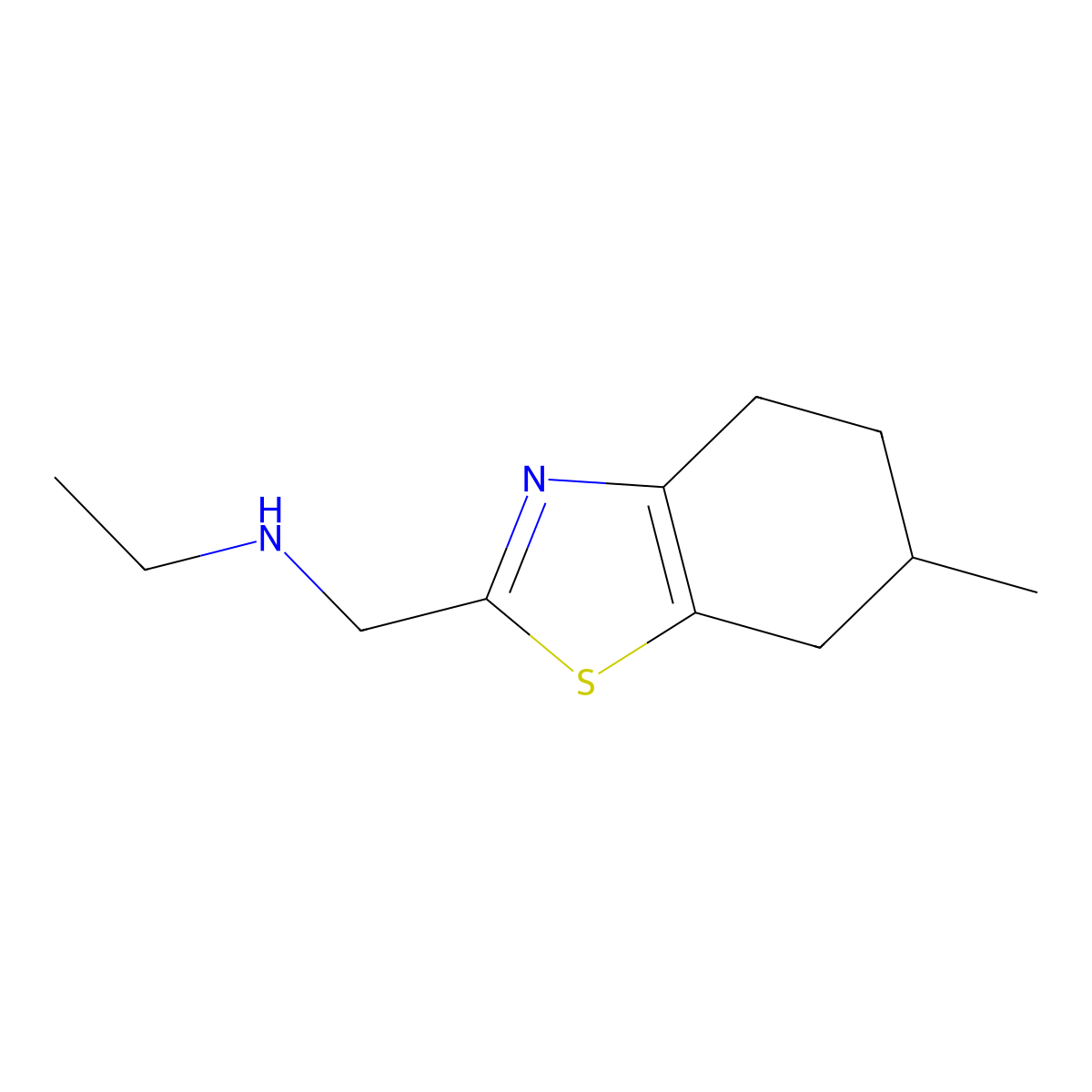 Ethyl((6-methyl-4,5,6,7-tetrahydro-1,3-benzothiazol-2-yl)methyl)amine molecular structure, CAS 1248980-23-5