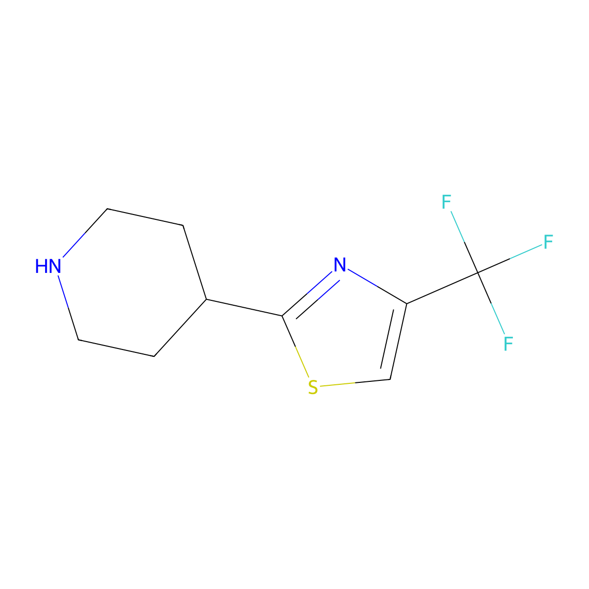 4-(4-(Trifluoromethyl)-1,3-thiazol-2-yl)piperidine molecular structure, CAS 1248983-30-3