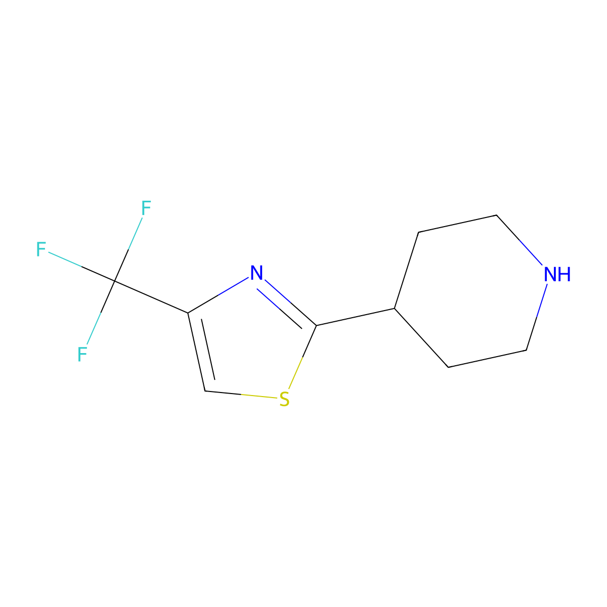 4-(4-(Trifluoromethyl)-1,3-thiazol-2-yl)piperidine molecular structure, CAS 1248983-30-3