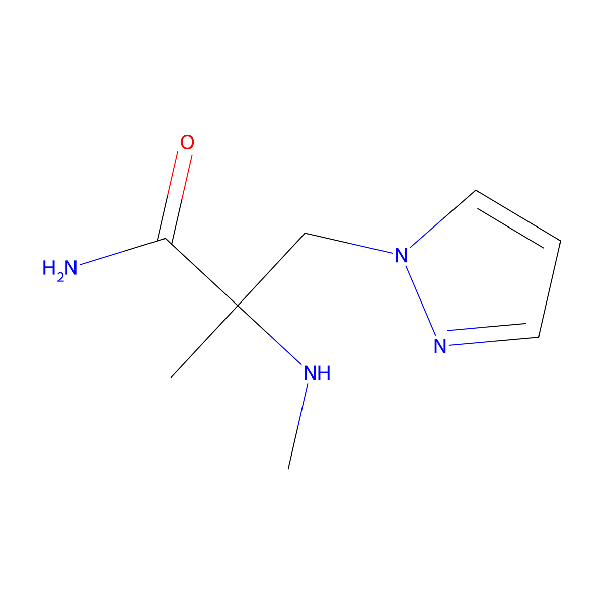 2-Methyl-2-(methylamino)-3-(1h-pyrazol-1-yl)propanamide molecular structure, CAS 1248984-61-3