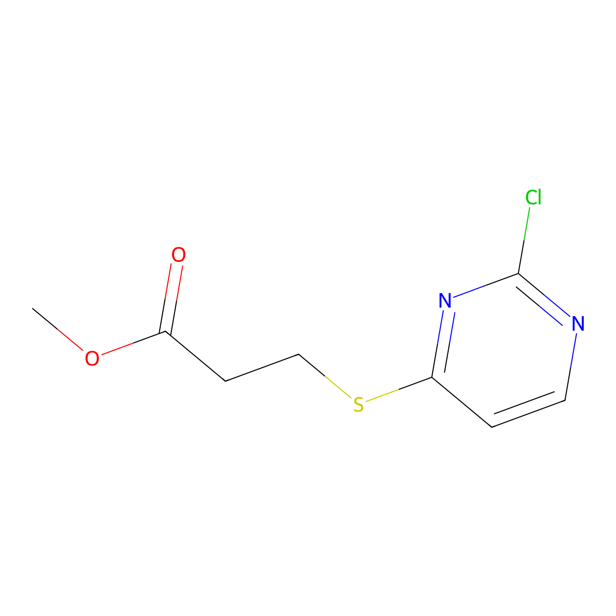 Methyl 3-((2-chloropyrimidin-4-yl)sulfanyl)propanoate molecular structure, CAS 1248984-96-4