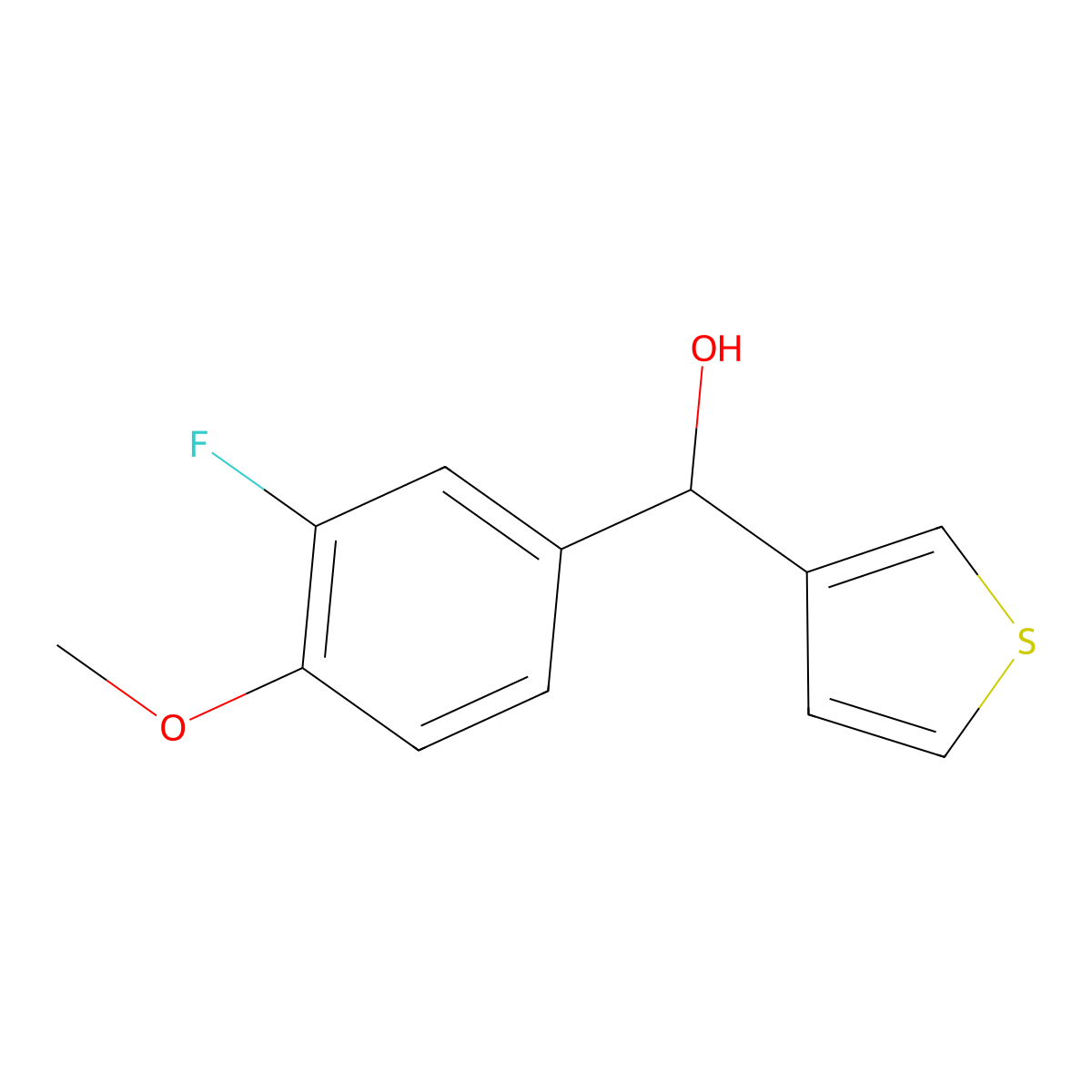 3-Fluoro-4-methoxyphenyl-(3-thienyl)methanol molecular structure, CAS 1248985-40-1