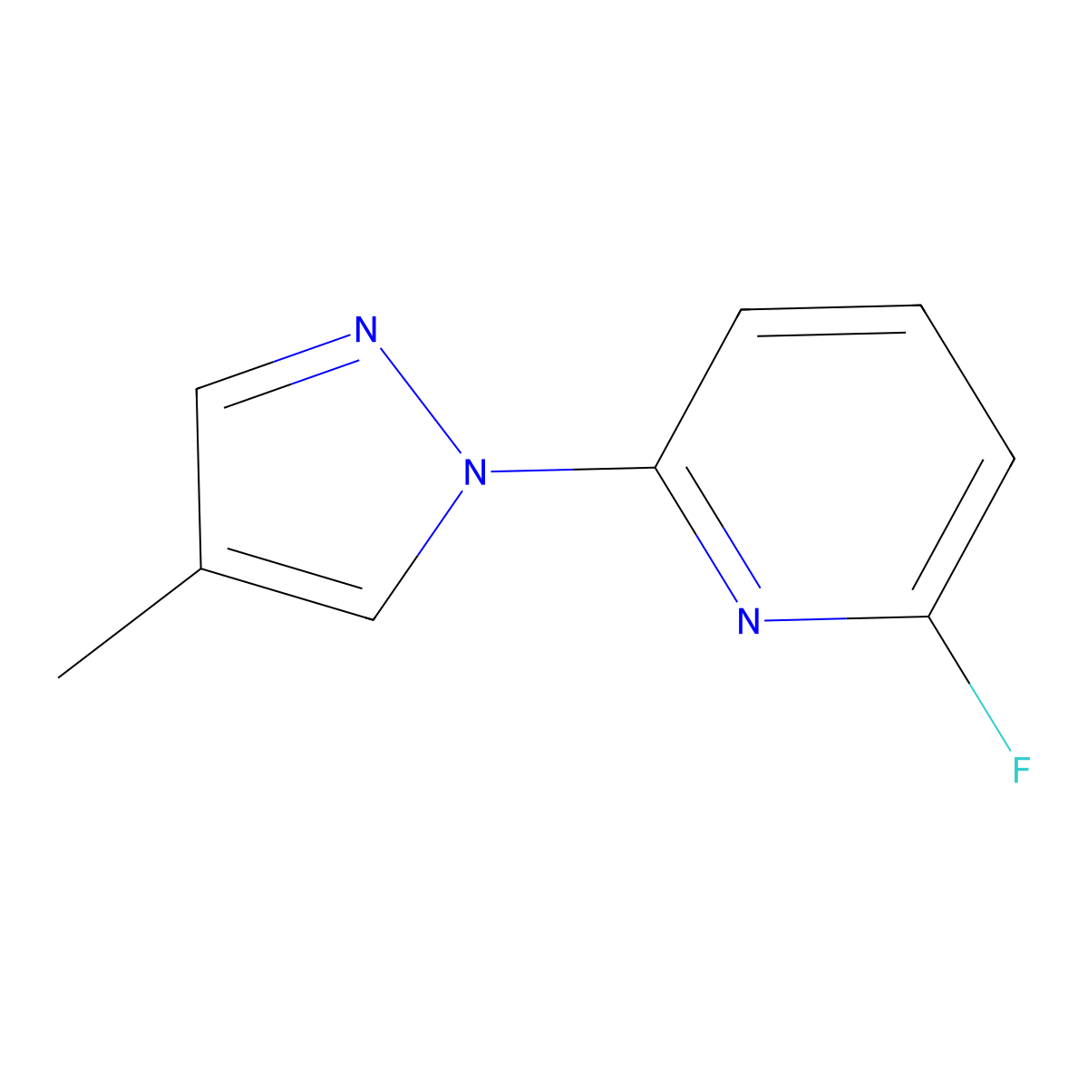 2-fluoro-6-(4-methyl-1H-pyrazol-1-yl)pyridine molecular structure, CAS 1248988-37-5
