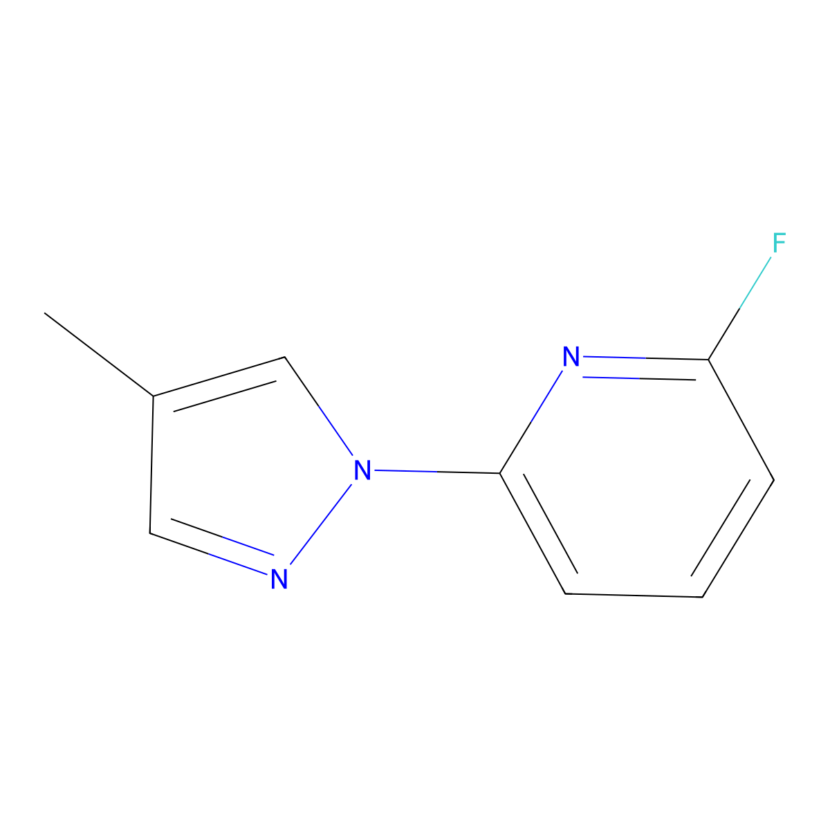 2-fluoro-6-(4-methyl-1H-pyrazol-1-yl)pyridine molecular structure, CAS 1248988-37-5