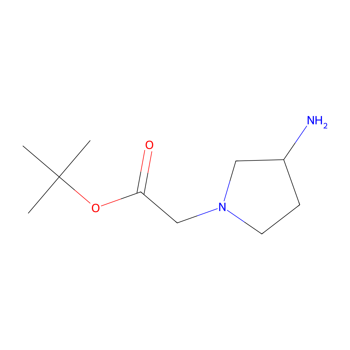 Tert-butyl 2-(3-aminopyrrolidin-1-yl)acetate molecular structure, CAS 1248988-56-8