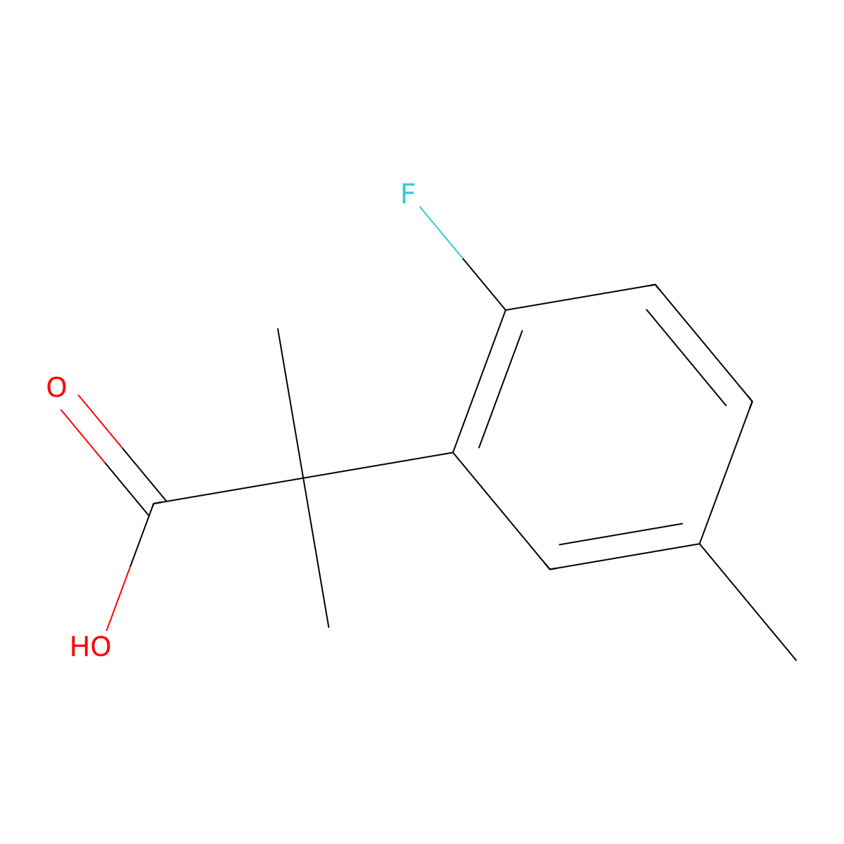 2-(2-Fluoro-5-methylphenyl)-2-methylpropanoic acid molecular structure, CAS 1248992-35-9