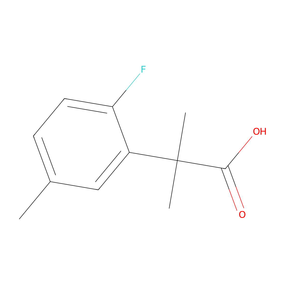2-(2-Fluoro-5-methylphenyl)-2-methylpropanoic acid molecular structure, CAS 1248992-35-9