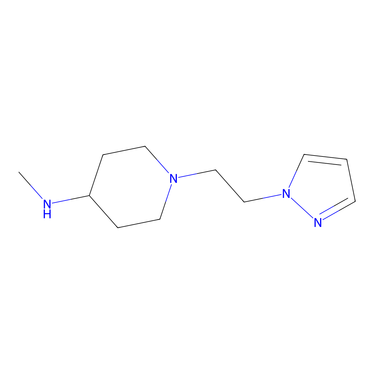 N-methyl-1-[2-(1H-pyrazol-1-yl)ethyl]piperidin-4-amine molecular structure, CAS 1248994-73-1
