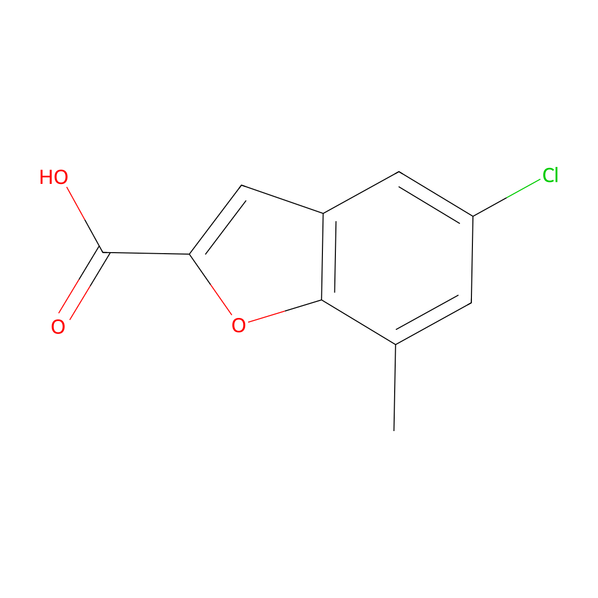 5-Chloro-7-methyl-1-benzofuran-2-carboxylic acid molecular structure, CAS 1248995-32-5