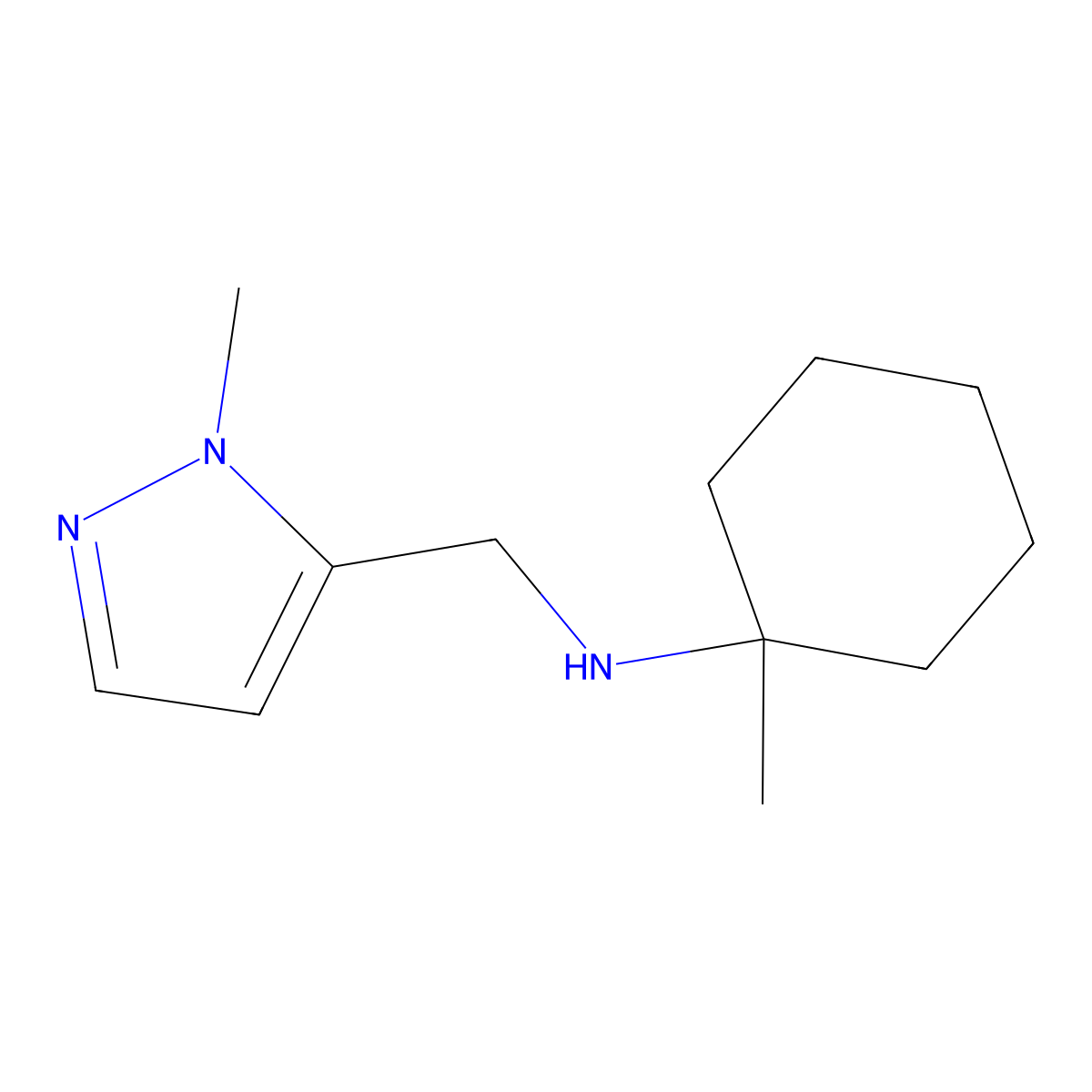 1-Methyl-N-[(1-methyl-1H-pyrazol-5-yl)methyl]cyclohexan-1-amine molecular structure, CAS 1248995-45-0