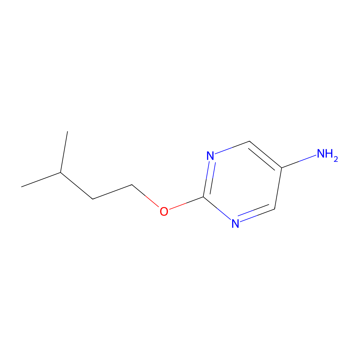 2-(3-Methylbutoxy)pyrimidin-5-amine molecular structure, CAS 1248997-68-3