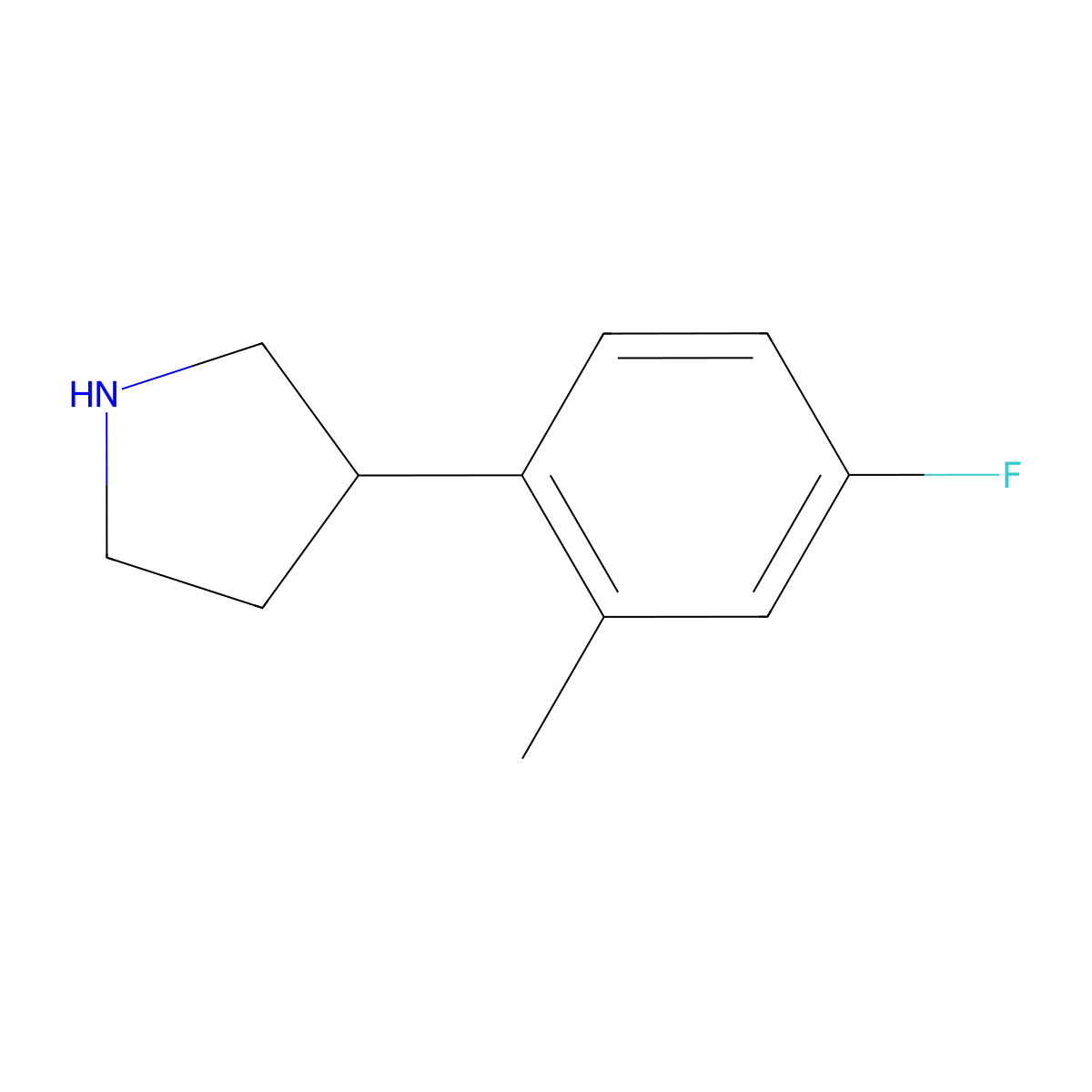 3-(4-Fluoro-2-methylphenyl)pyrrolidine molecular structure, CAS 1249000-99-4