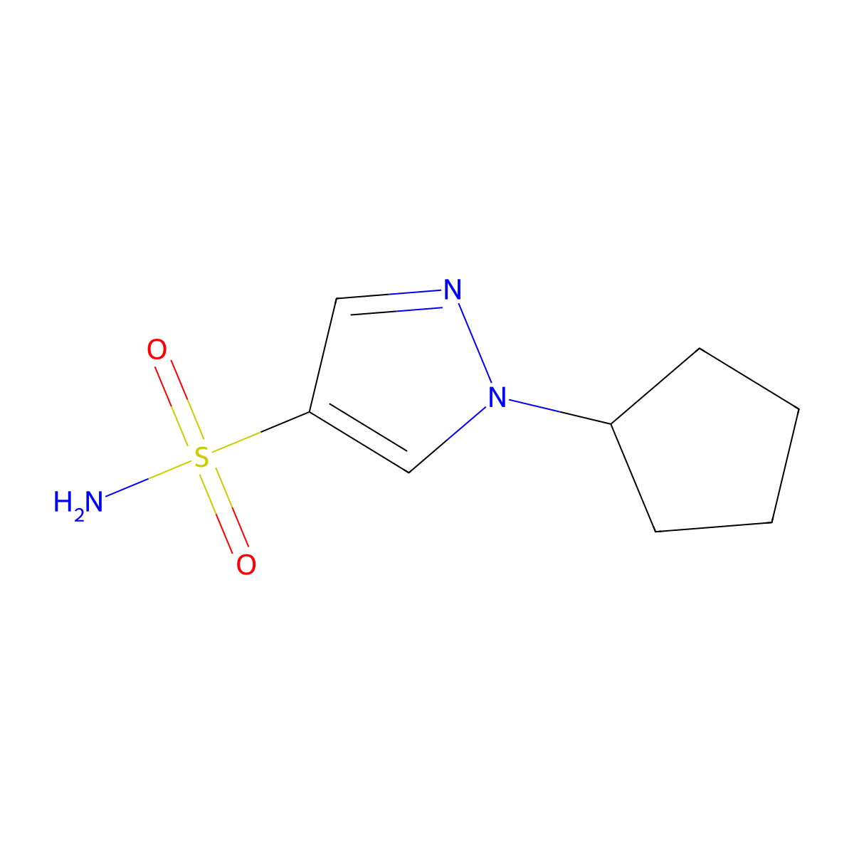 1-cyclopentyl-1H-pyrazole-4-sulfonamide molecular structure, CAS 1249002-03-6