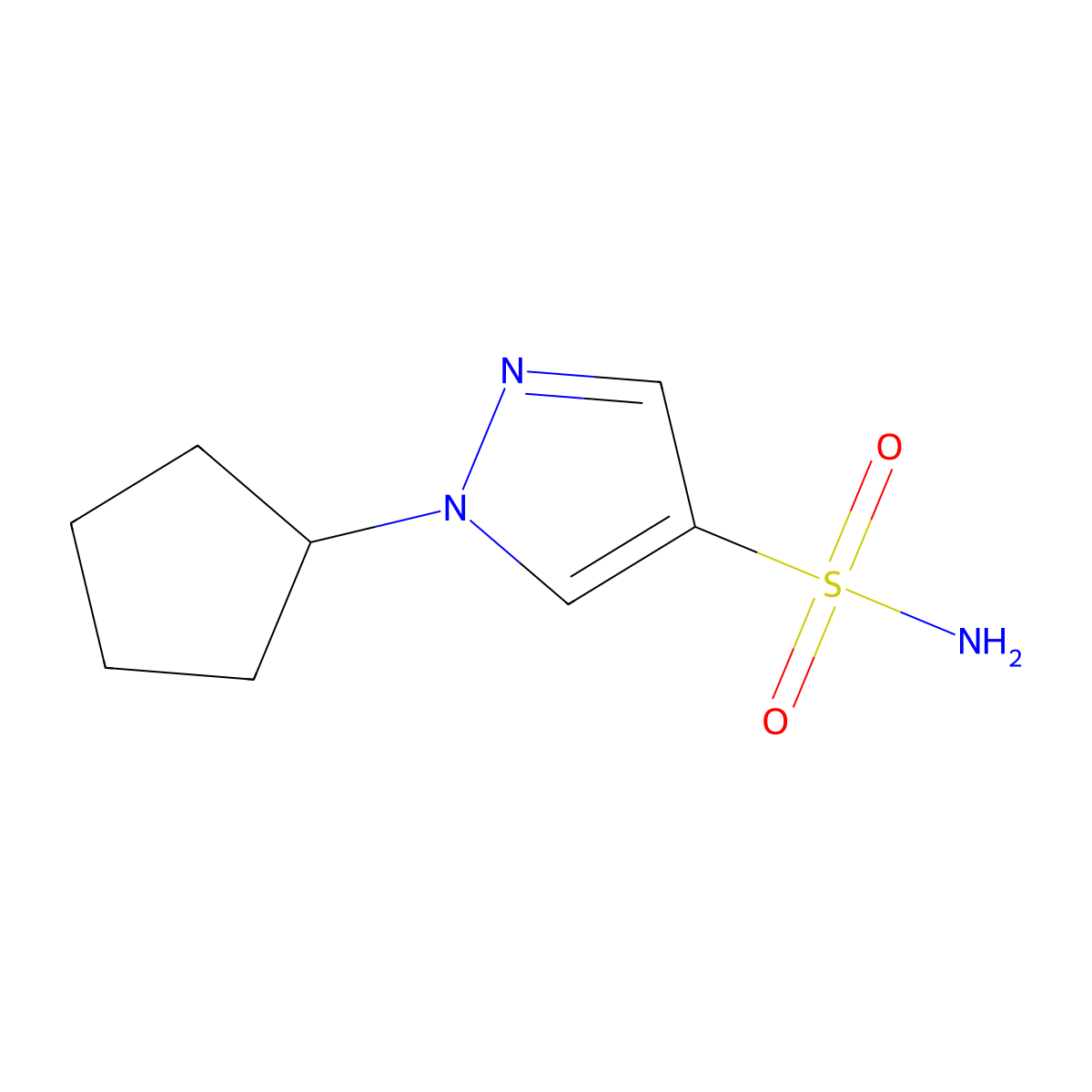1-cyclopentyl-1H-pyrazole-4-sulfonamide molecular structure, CAS 1249002-03-6