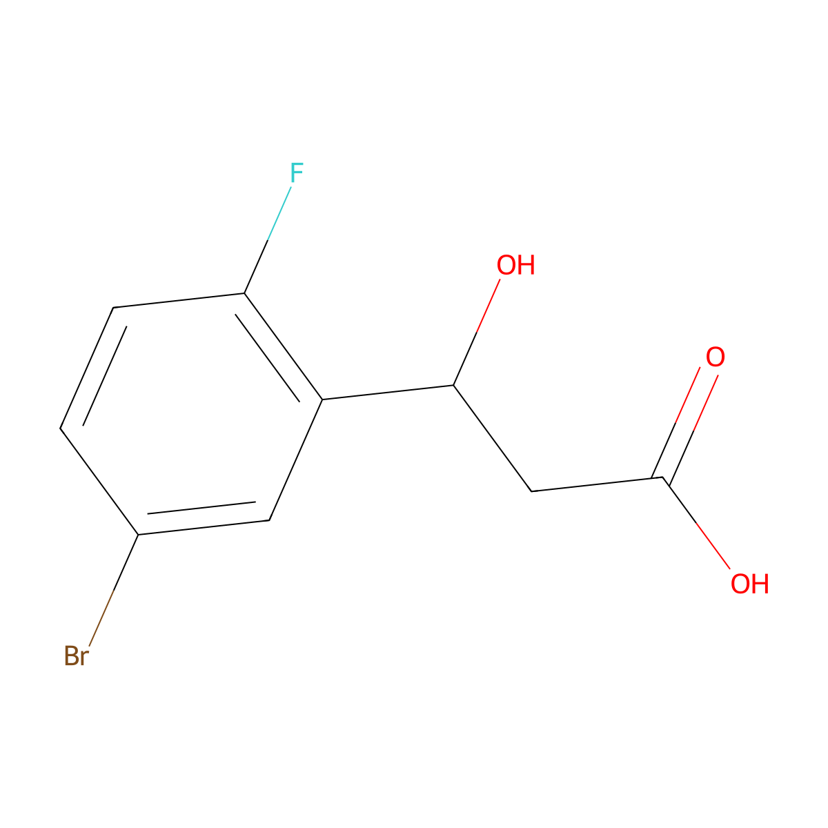 3-(5-Bromo-2-fluorophenyl)-3-hydroxypropanoic acid molecular structure, CAS 1249004-30-5