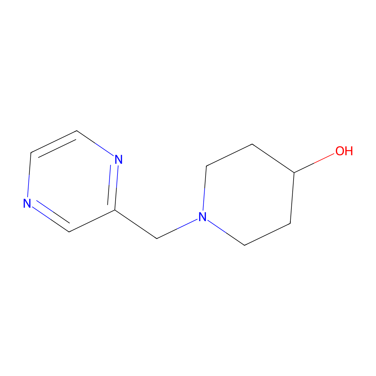 1-(Pyrazin-2-ylmethyl)piperidin-4-ol molecular structure, CAS 1249008-63-6
