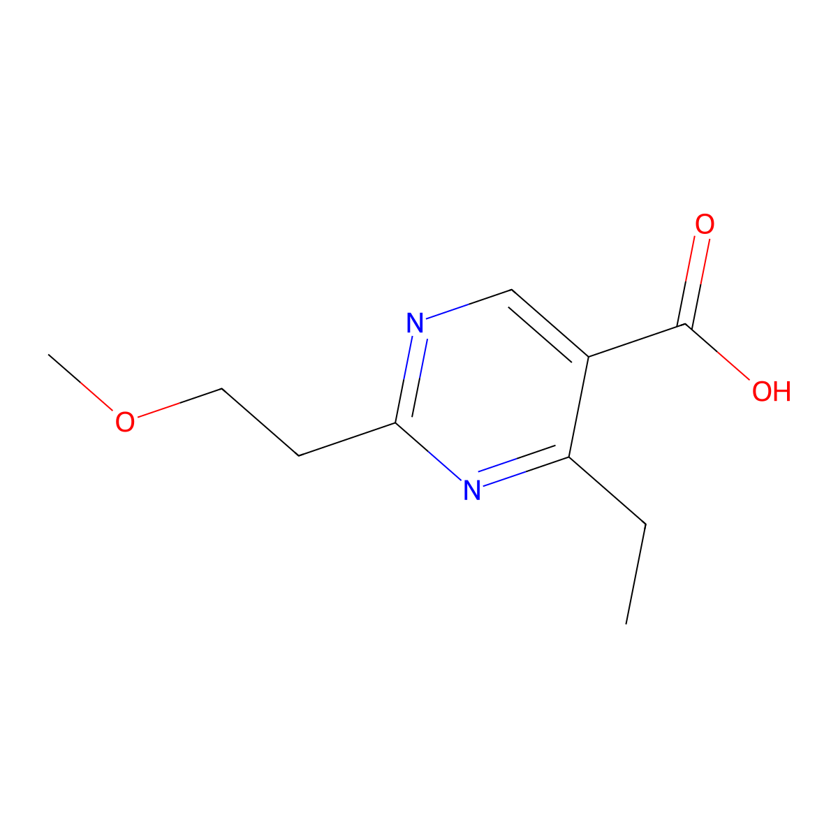 4-Ethyl-2-(2-methoxyethyl)pyrimidine-5-carboxylic acid molecular structure, CAS 1249010-16-9